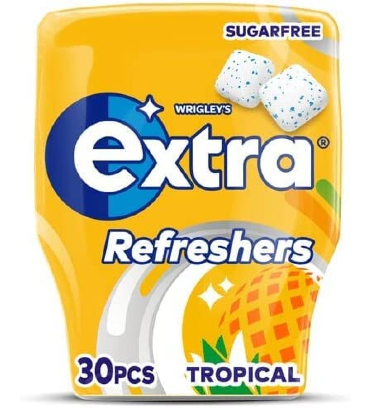 Wrigleys Extra Refreshers Tropical Chewing Gum 67G Helps keep Teeth Clean And Mouth Fresh (12) - Buy Online on GoSupps.com