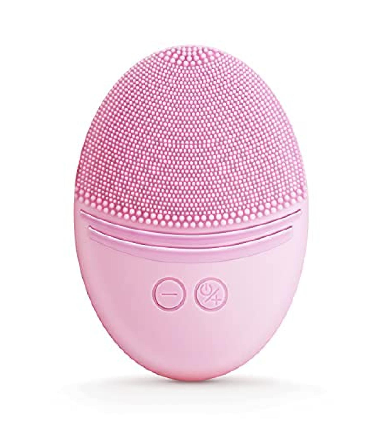 Ezbasics Ultra-Hygienic Facial Cleaning Brush | Soft Silicone Waterproof Sound-Vibrating Deep Cleanser & Massager - Inductive Charging Light Pink - Buy Online on GoSupps.com