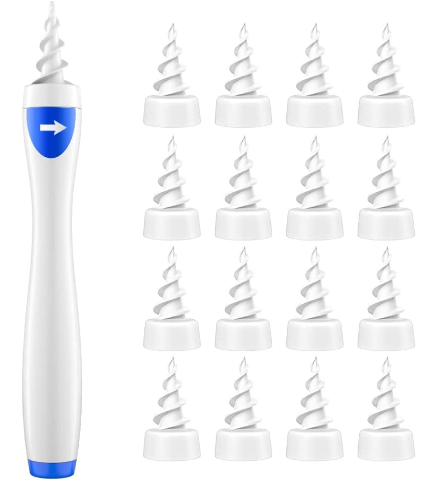 Dr.Johnes Q-Grips Ear Wax Remover - Safe Spiral Ear Cleaner with 16 Replacement Tips - Buy Online on GoSupps.com