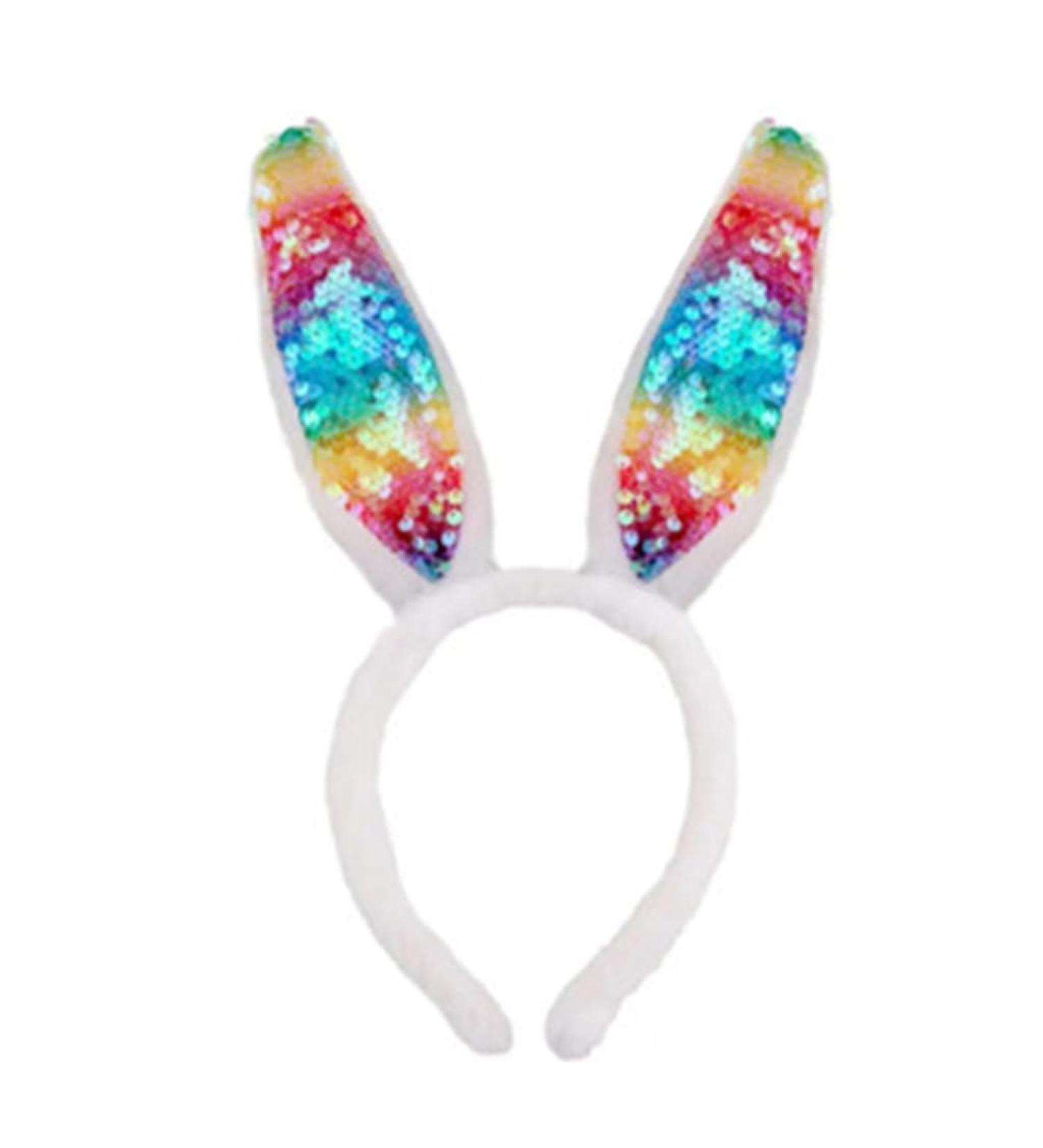 hgnxa Easter Rabbits Ear Hairband Woman Teens Sequins Headbands for Movie Enthusiasts Animes Theme Gatherings Hairband White - Buy Online on GoSupps.com