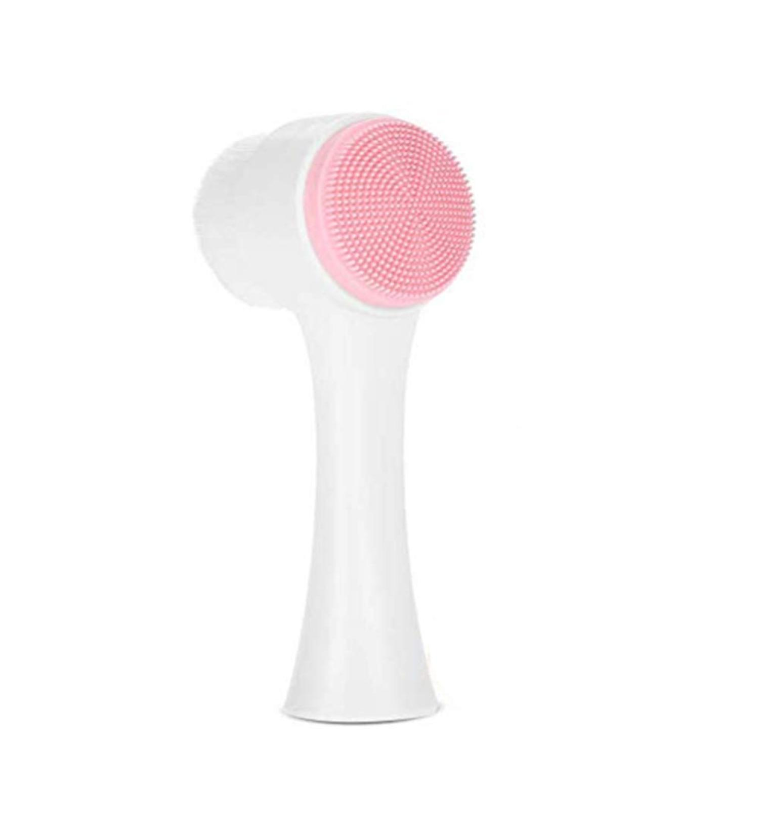Double Sided Facial Cleansing Brush | Exfoliating & Massage Soft Bristles | Silicone Pore Cleaner for Blackheads, Acne | Multi-Purpose Wet/Dry | Pink - Buy Online on GoSupps.com
