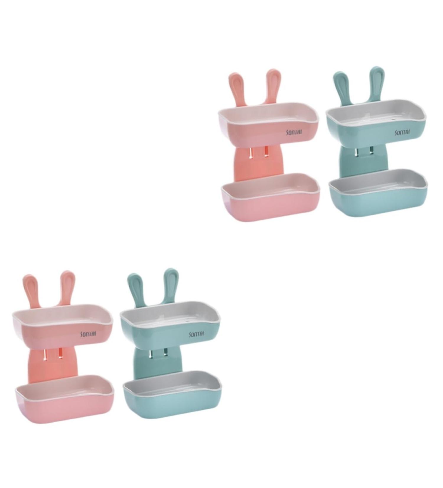 Ciieeo 4 Pcs Bathroom Soap Box Double Layer Soap Box Bath Sponge Soap Holder Sponges Creative Soap Rack Bathroom Soap Dish Mesh Pouf Hook Lovely Soap Rack Double-layer Soap Rack Soap Tray - Buy Online on GoSupps.com