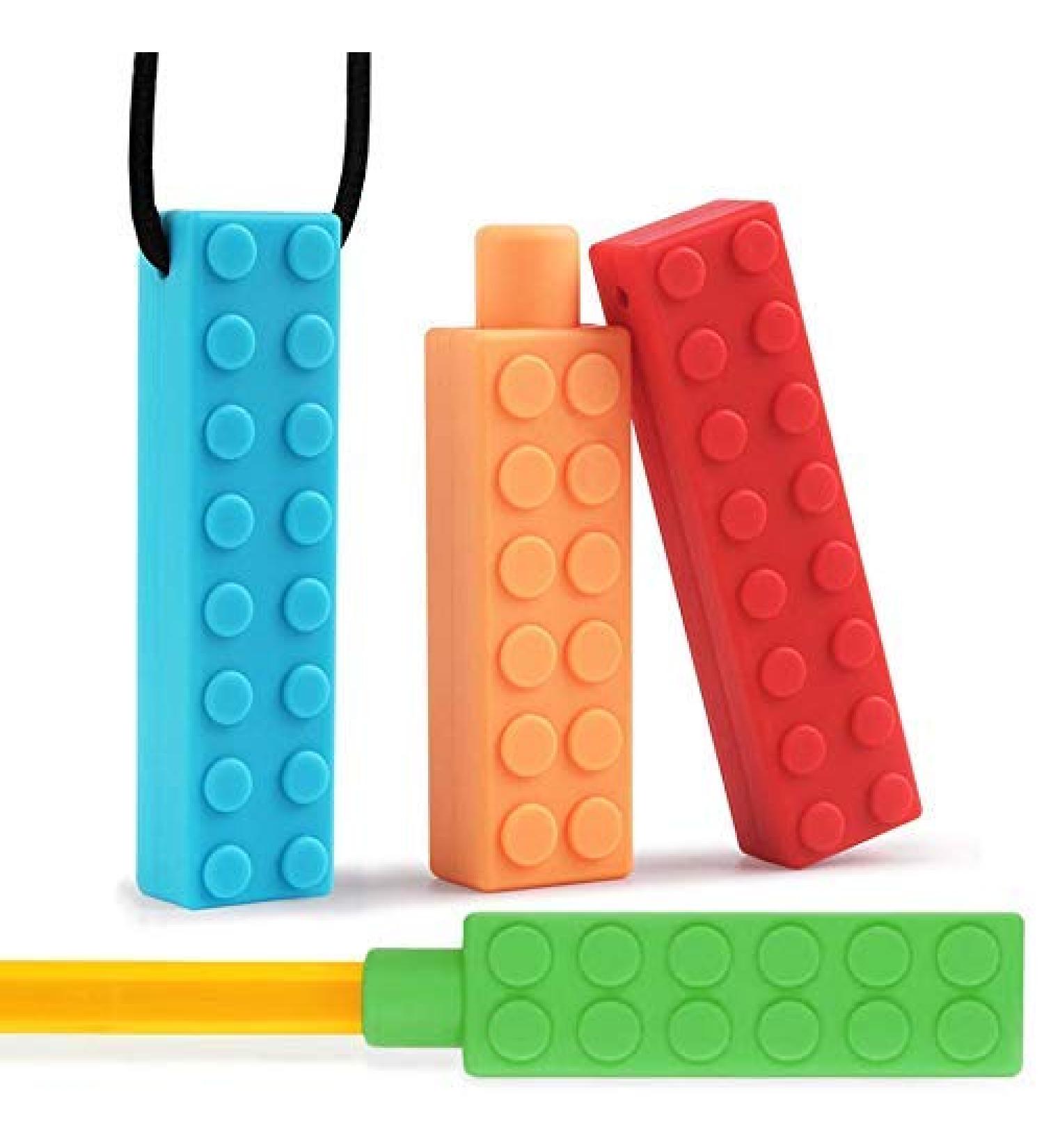 Kids Teething Silicone Chewing Necklace & Pencil Topper Set (4 Pieces) - Buy Online on GoSupps.com