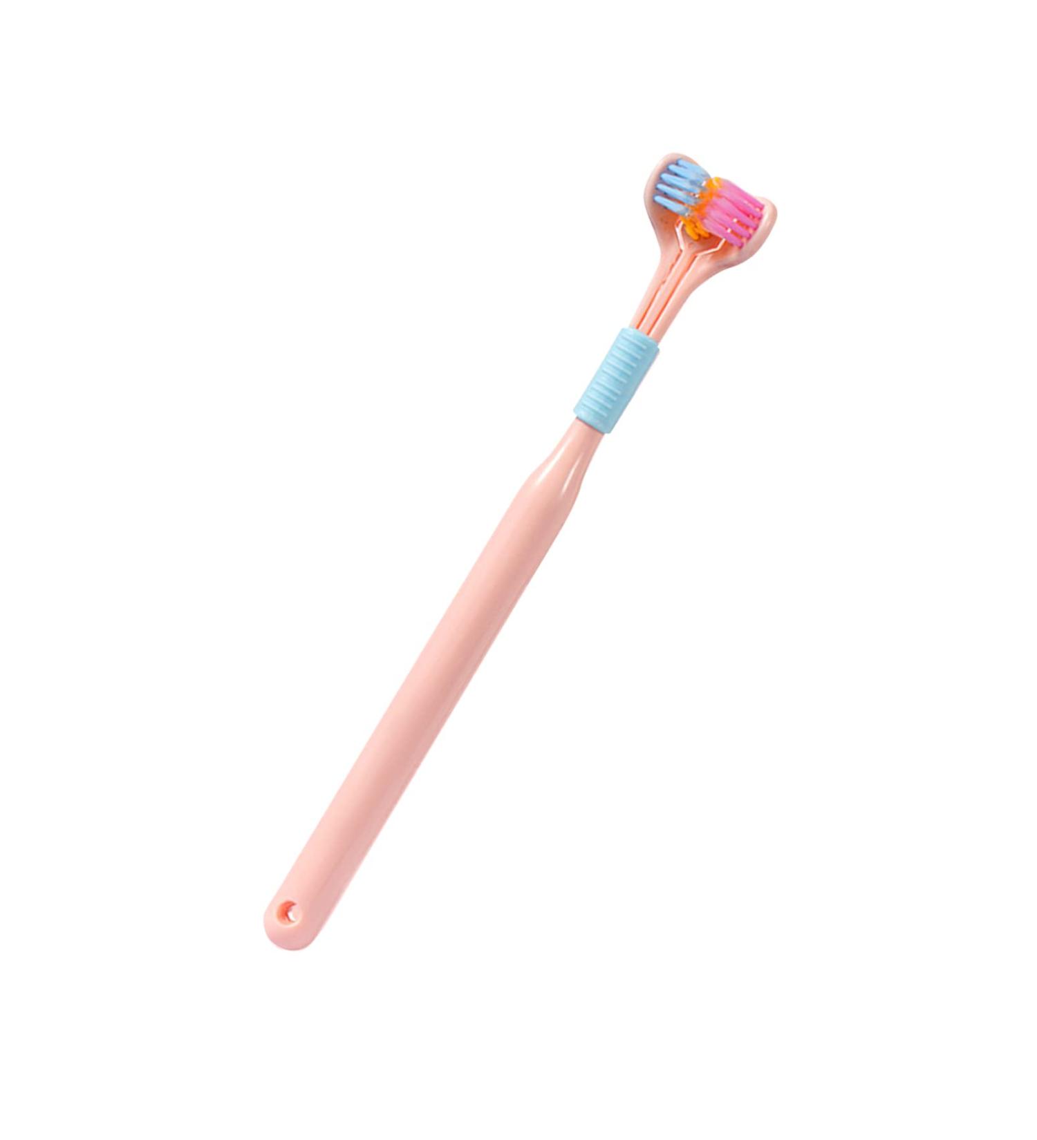 Children's Soft Bristle Three-Sided V-Shaped Toothbrush - Optimal Cleaning & Non-Slip Handle in Pink for All Ages - Buy Online on GoSupps.com