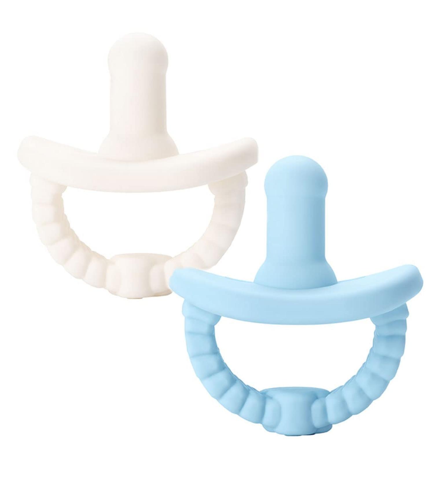NatureBond Baby Silicone Pacifiers (2 Packs) + Pacifier Case | Soothie Pacifier 6-18 Months | Blue & Cream | BPA-Free Food Grade Silicone Binkies Baby Boy Pacifier Chupones para Bebes Ivory Cream and Bubble Blue 2 Coun... - Buy Online on GoSupps.com