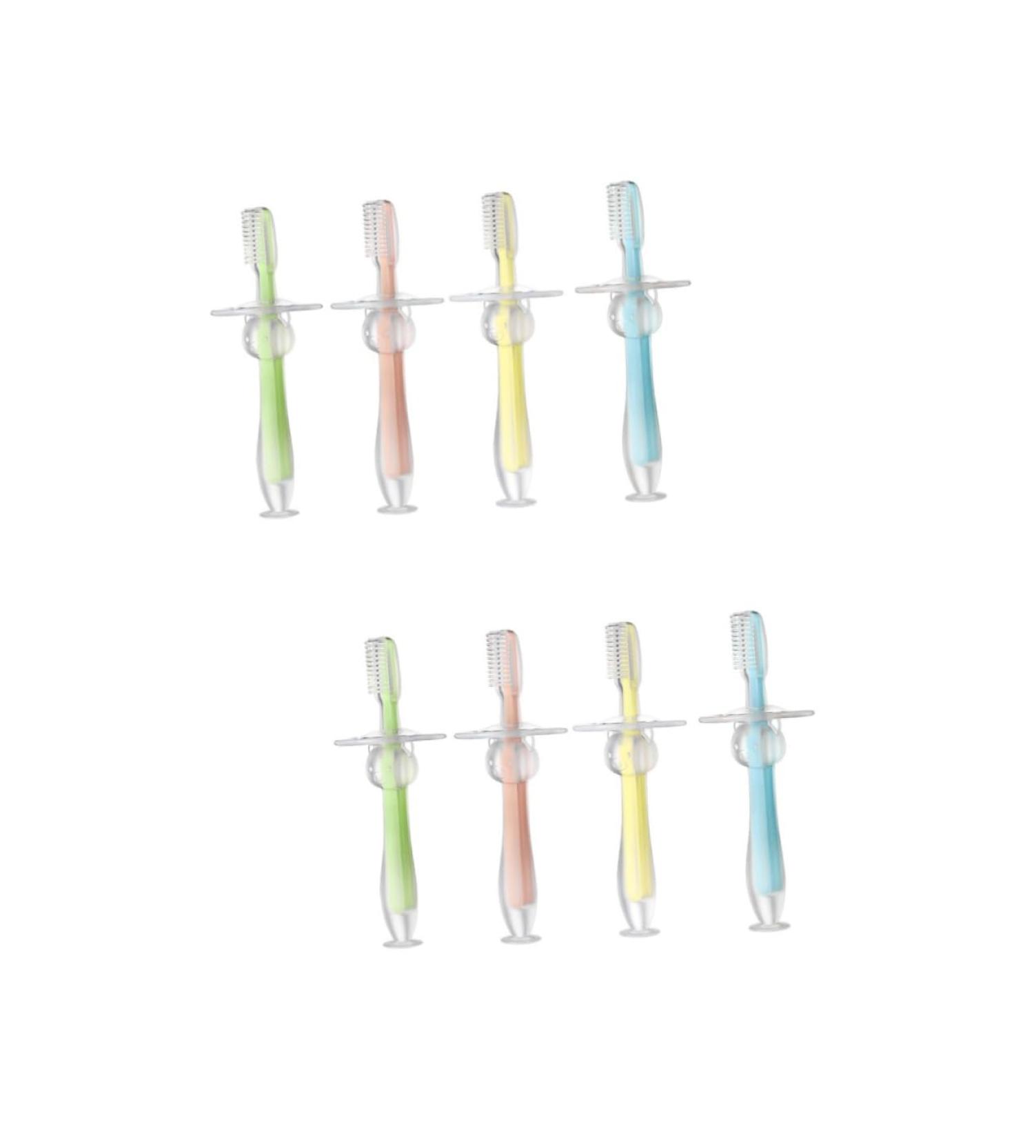Healvian 8 STK Silicone Toddler Toothbrush Set | Infant Training Brush with Suction | Soft Bristle Handheld Toothbrushes for Kids - Buy Online on GoSupps.com