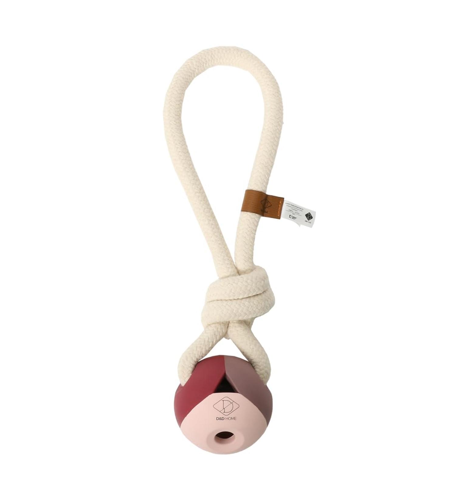 D&D Home Nora Rosewood toy for dogs 36 x 8 x 8 cm pink combination of rubber and cord made of cotton beautiful ideal for bringing and pulling for hours of fun raving