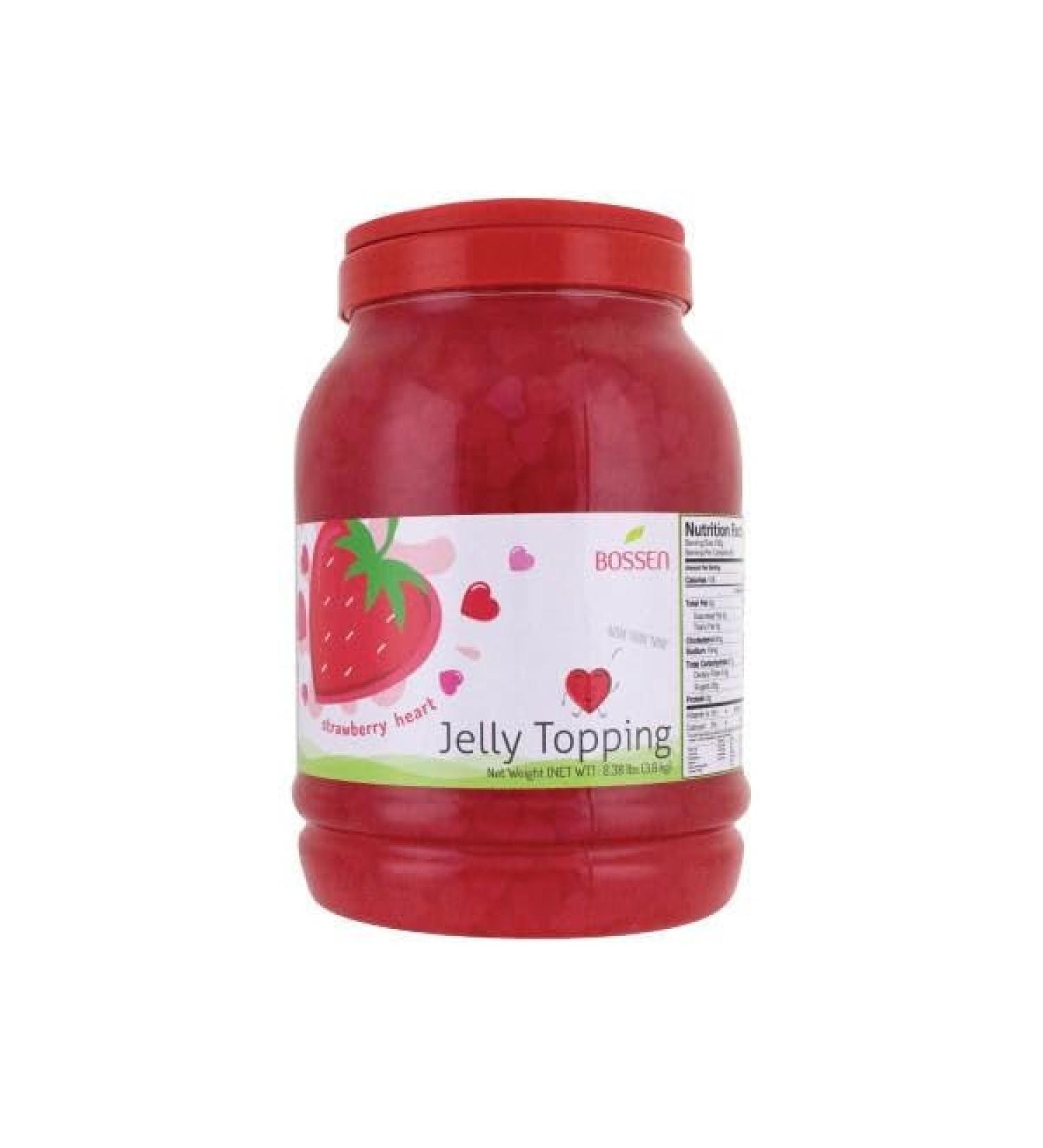 BOSSEN Strawberry Heart Jelly - Vegan Nata de Coco Coconut Gel | 3.8 Kg | High-Quality Ingredients No Artificial Colors | International Shipping - Buy Online on GoSupps.com