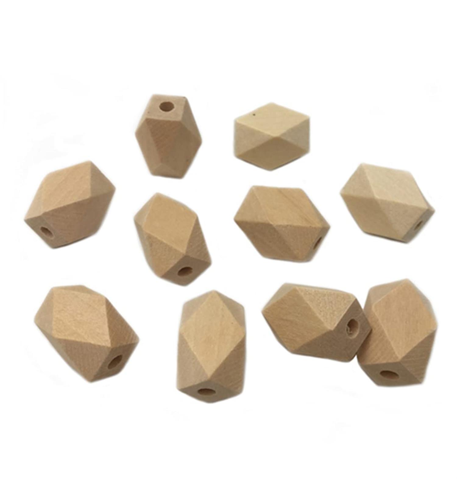 Wendysun 15mm-22mm 50pcs Natural Organic Maple Unfinished Hexagon Wooden Beads - DIY Necklace Bracelet Crafts - Baby Teether Materials - Buy Online on GoSupps.com