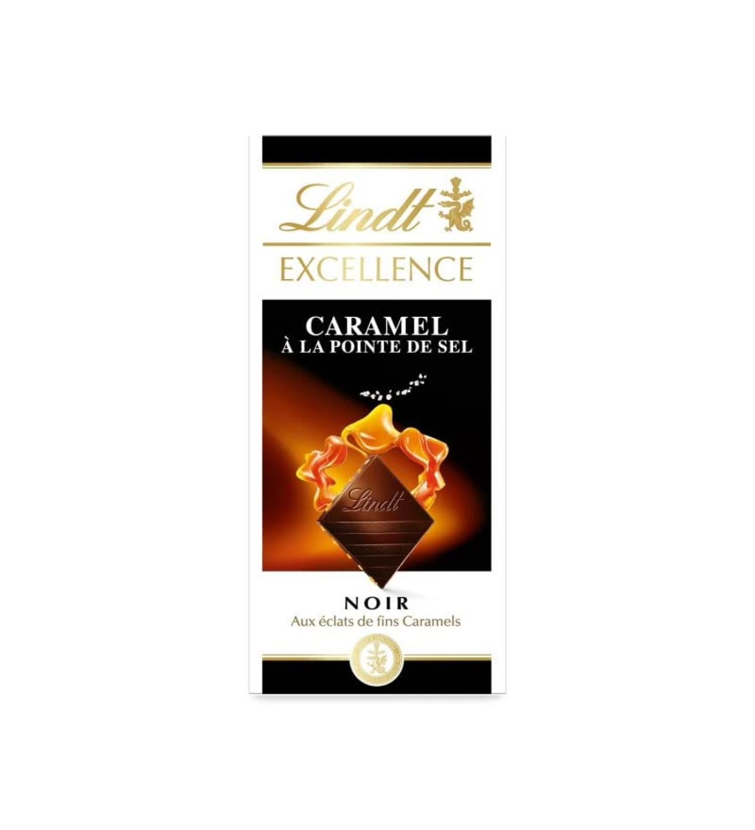 G n rique Lindt Excellence Chocolate Tablets Caramel Salt Flower 100 g - Subtle Softness and Melting Delicacy - Pack of 4