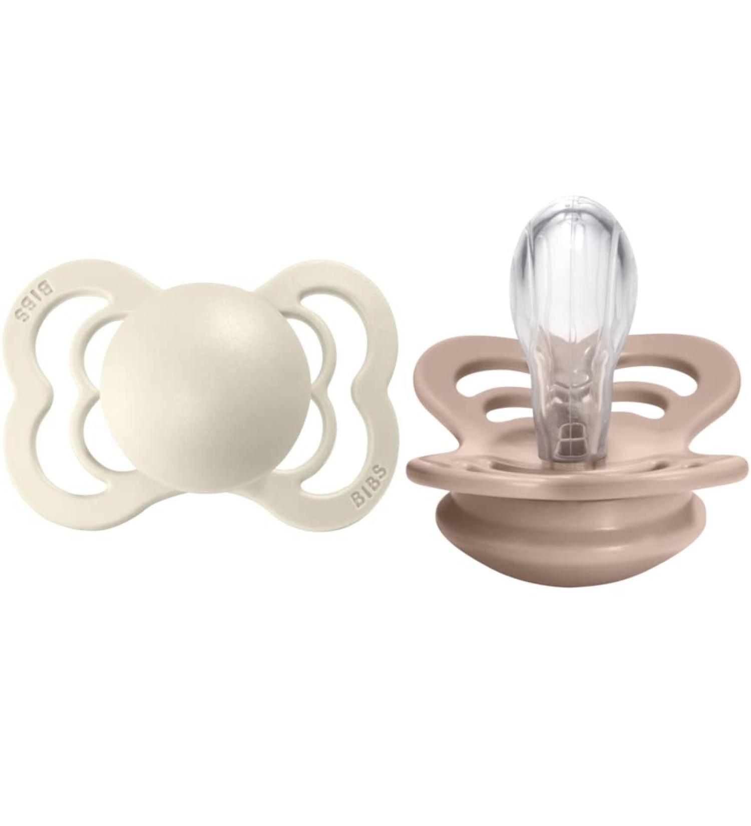 BIBS Pacifiers - Supreme Collection | BPA-Free Baby Pacifier | Made in Denmark | Set of 2 Ivory/Blush Soothers (6-18 Months) - Buy Online on GoSupps.com