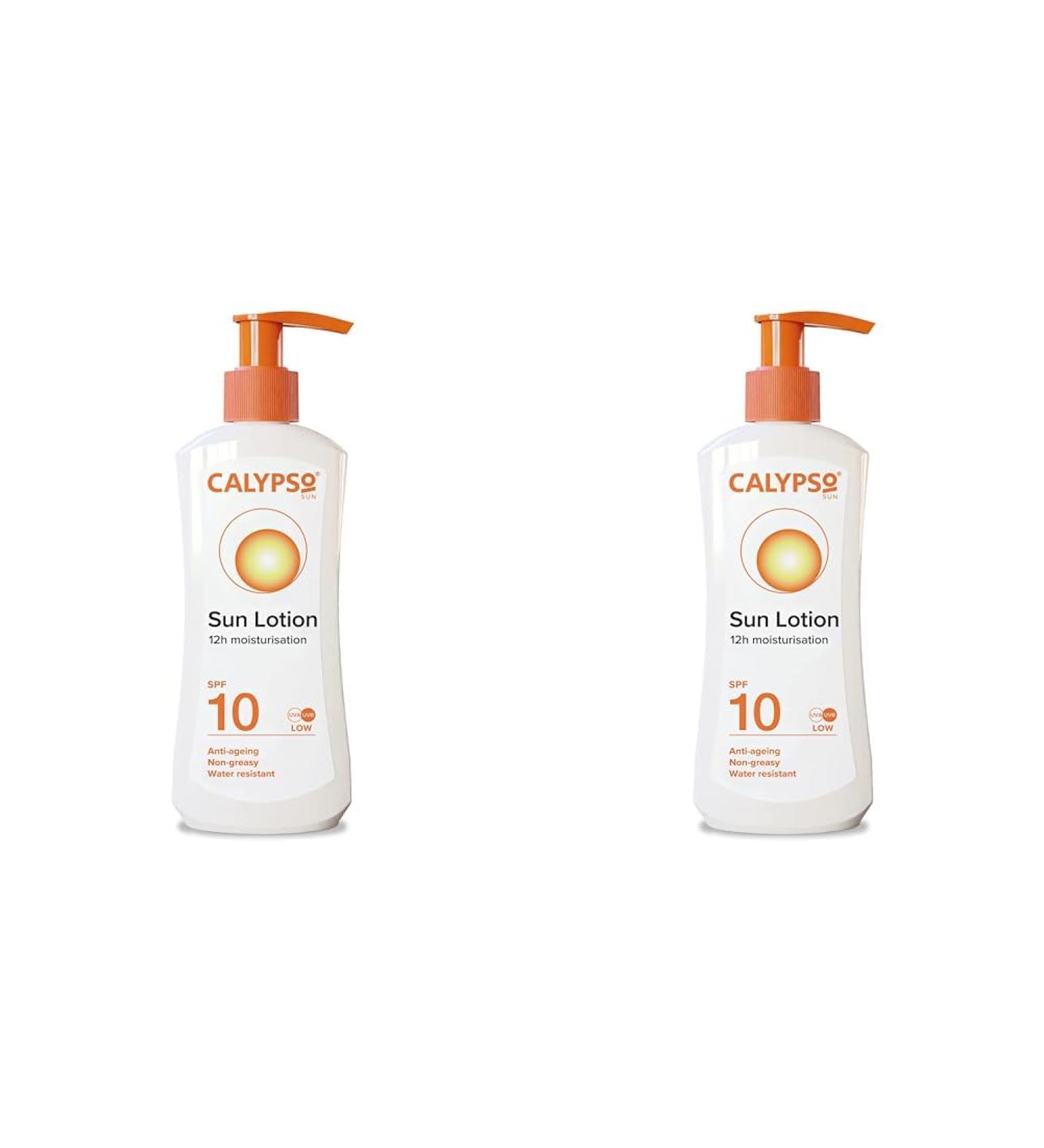 Calypso Sun Lotion SPF10 12 hours Moisturisation Anti Ageing Water Resistant 200ml (Pack of 2) 200 ml (Pack of 2) SPF 10 - Buy Online on GoSupps.com