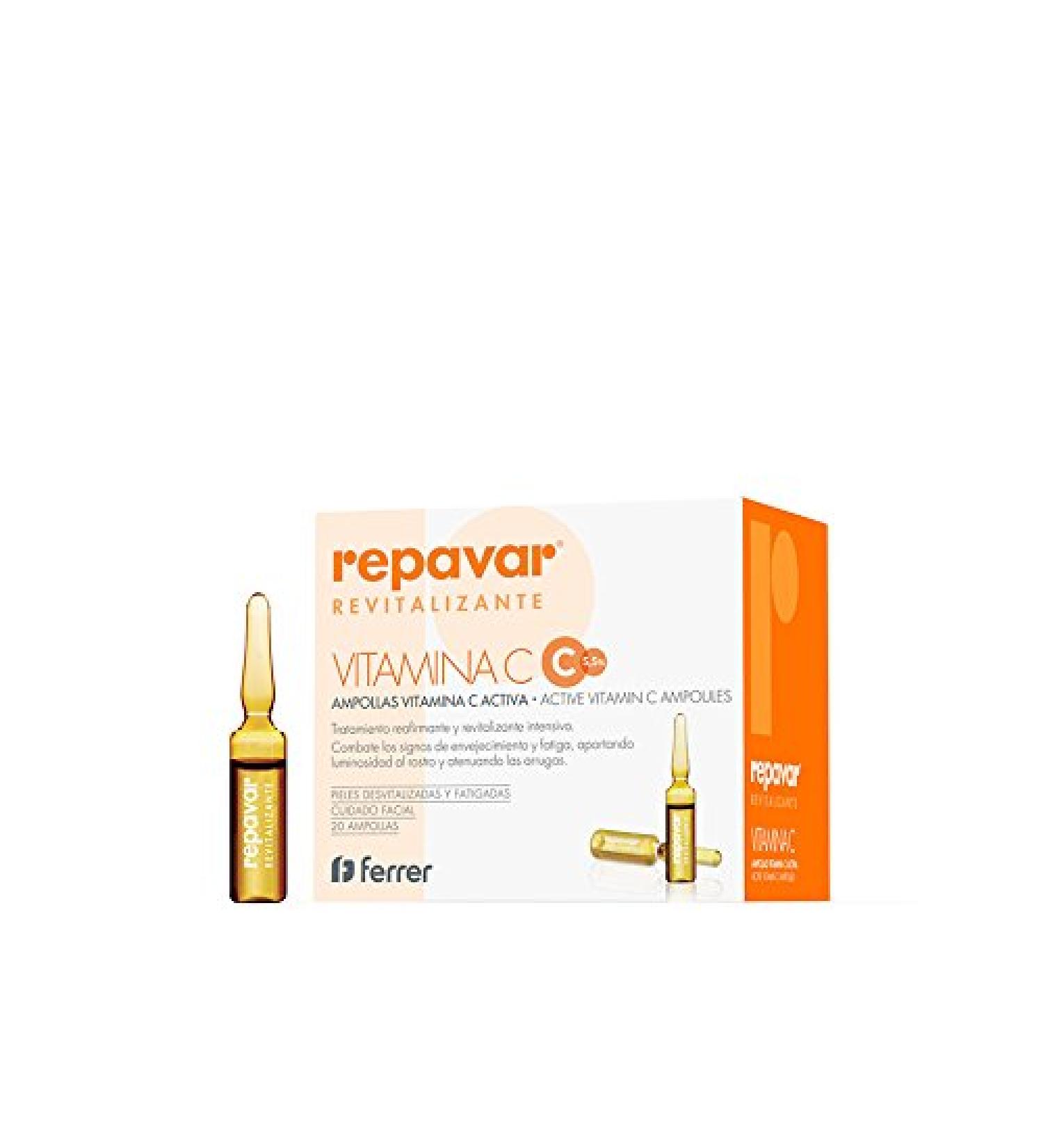 REPAVAR ACTIVE VITAMIN C 20 Ampoules 1.5ml Ampollas MINESKIN TREATMENT