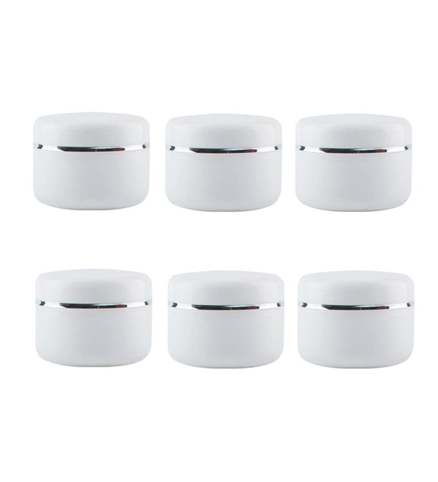 6 Pack 50ml Refillable Round Plastic Containers - Perfect for Makeup Face Cream Lip Balm & Eye Shadow - Buy Online on GoSupps.com