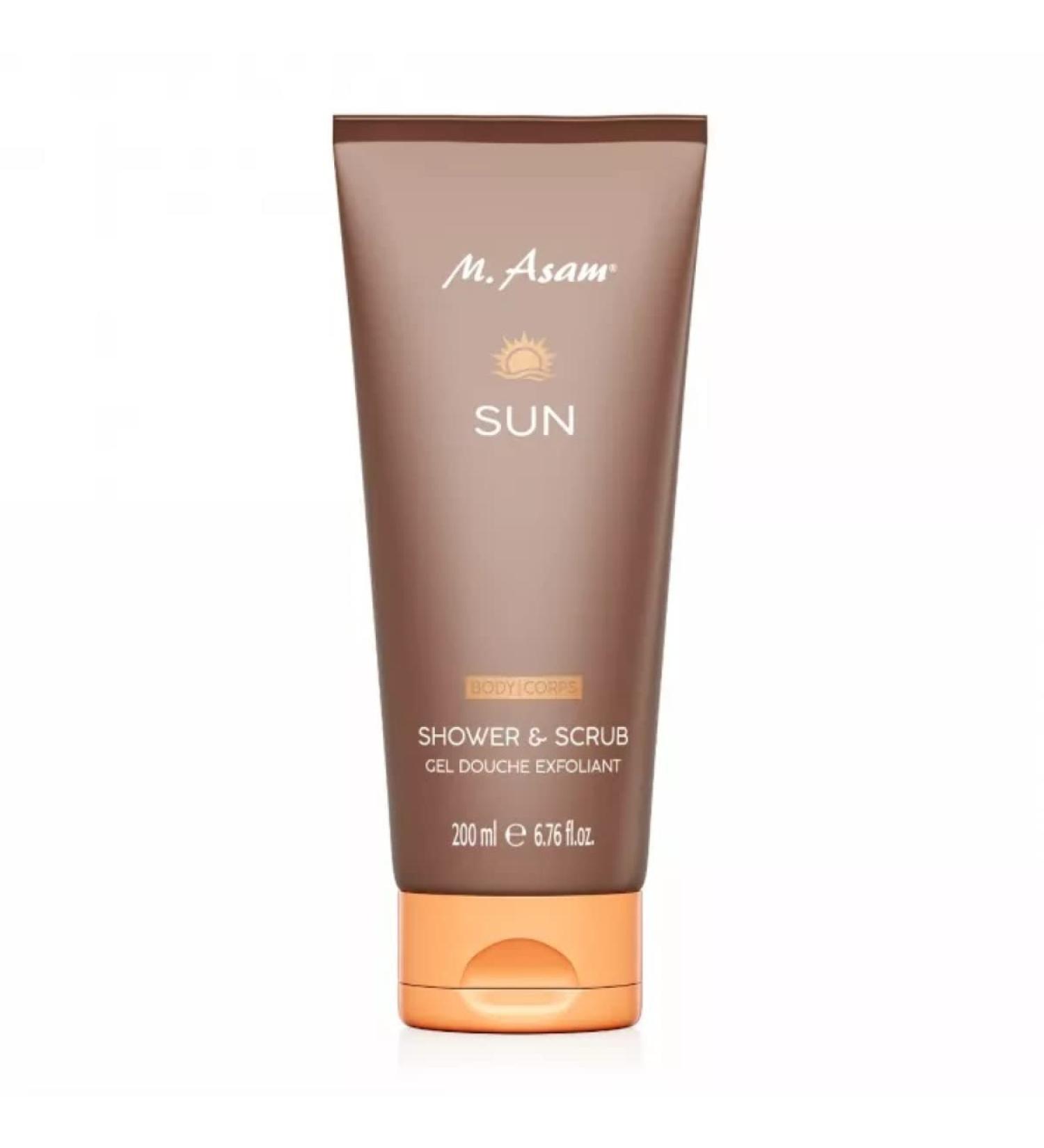 M. Asam Sun Shower & Scrub 200ml - 2-in-1 Vegan Shower Gel & Body Peeling for Smooth Even Skin Before Sunbathing - Buy Online on GoSupps.com