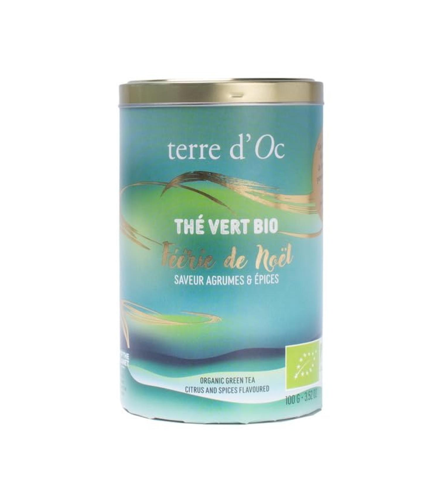 terre d'Oc - Christmas Organic Green Tea - Citrus & Spice Flavor - Christmas Fairy - Bulk - 100g