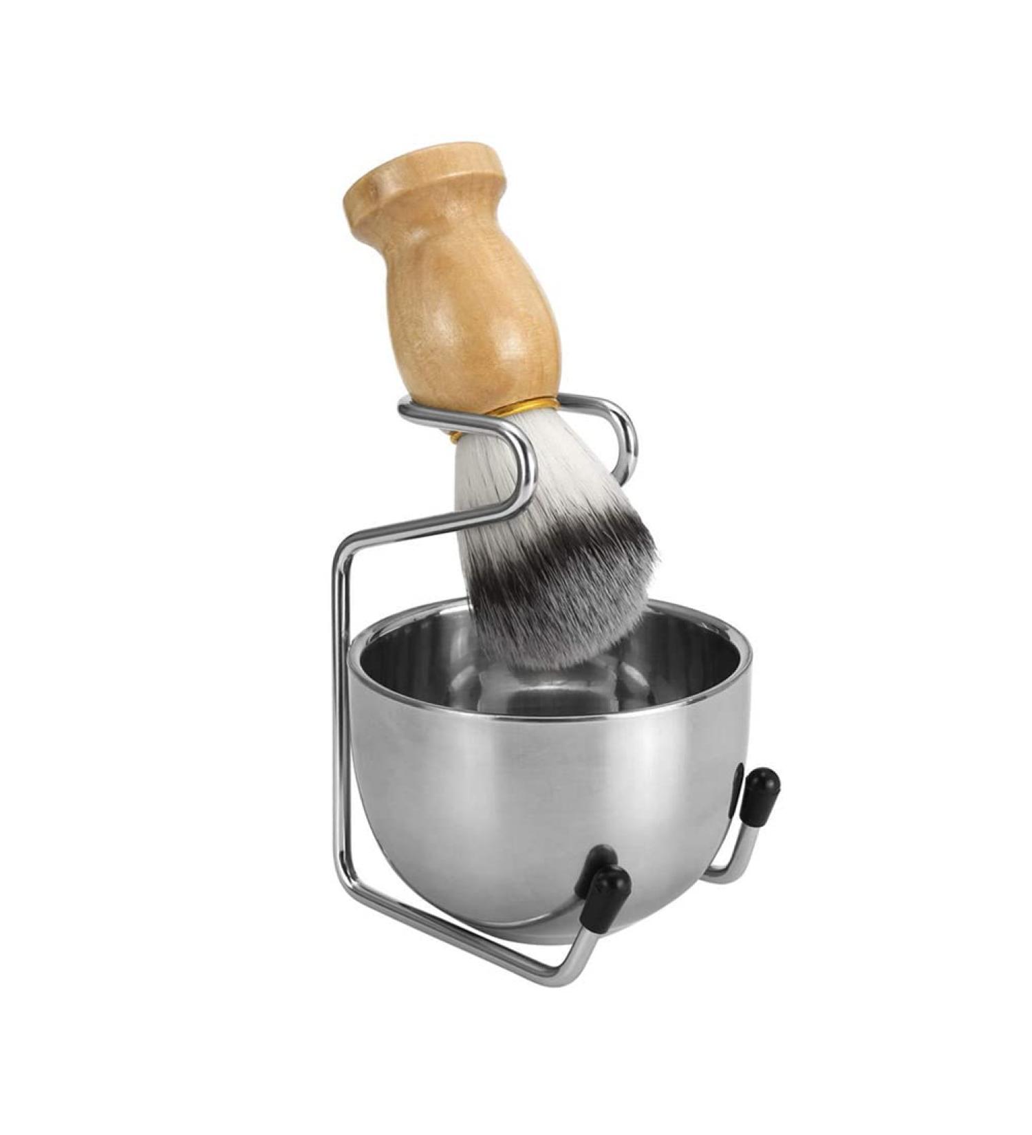 3 in 1 Razor Brush Set - Men's Shaving Set with Acrylic Rack Holder | 1 Set/3 PCs Shaving Bowl & Bristle Brush (Yellow) - International Shipping - Buy Online on GoSupps.com