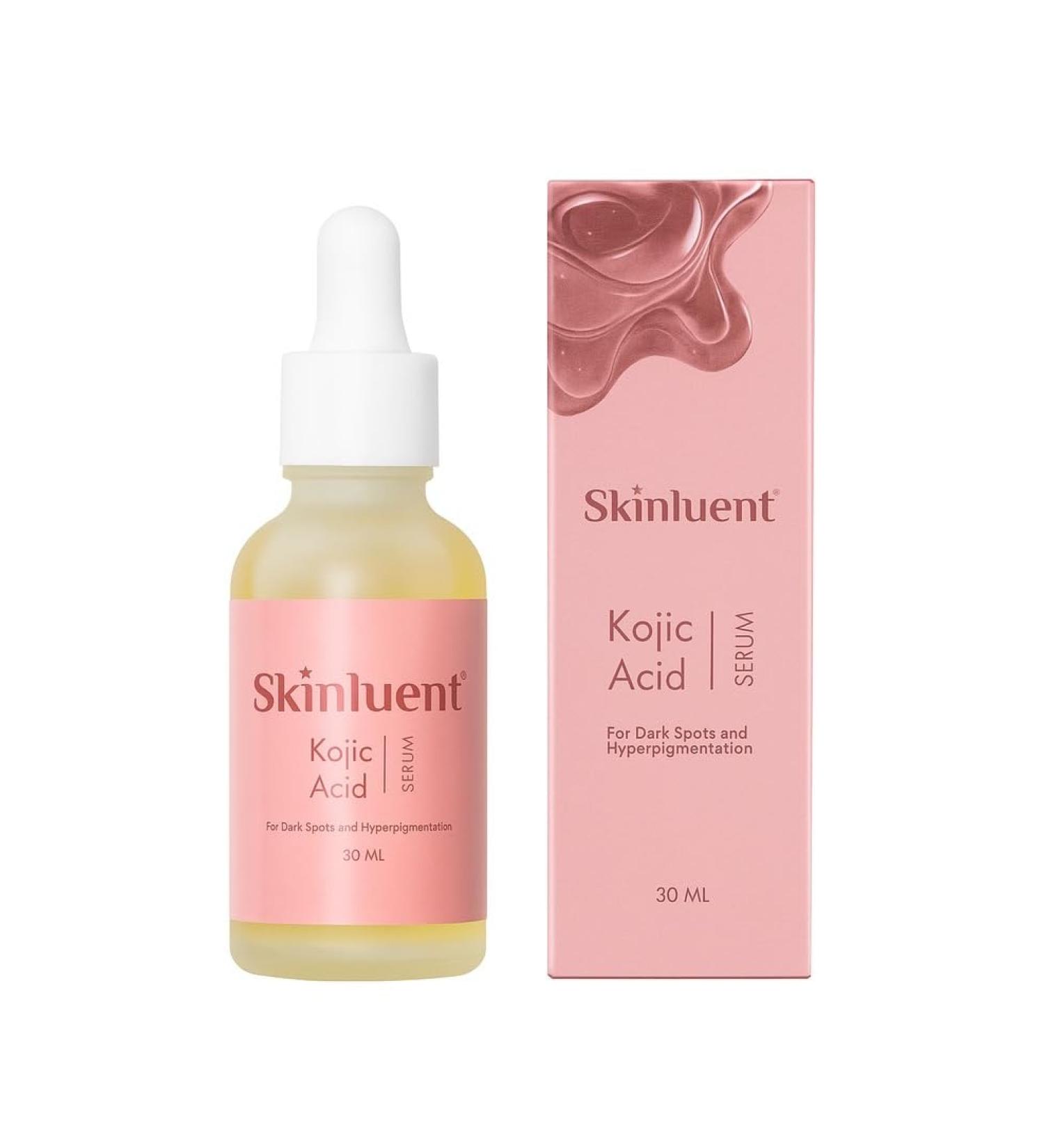 Skinluent Kojic Acid Face Serum with Glycolic Acid Vitamin C & Salicylic Acid for Dark Spots Hyperpigmentation Uneven Skin Tone Radiance Boosting Formula 30ml - Buy Online on GoSupps.com