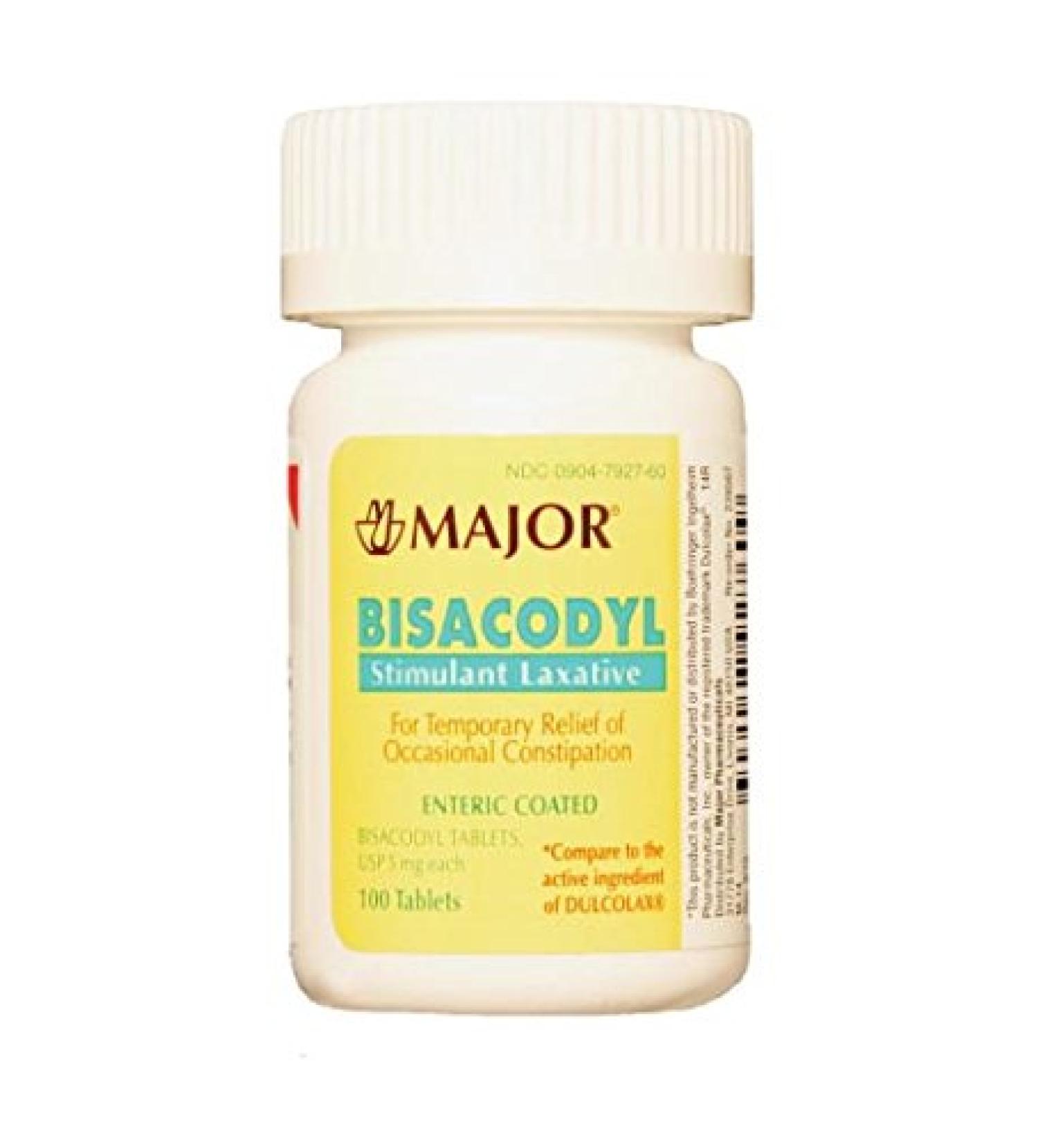 Major Pharmaceuticals 239566 Dulcolax Bisacodyl Stim Laxative Stimulant Tablet 5 mg EC 100 Tablets