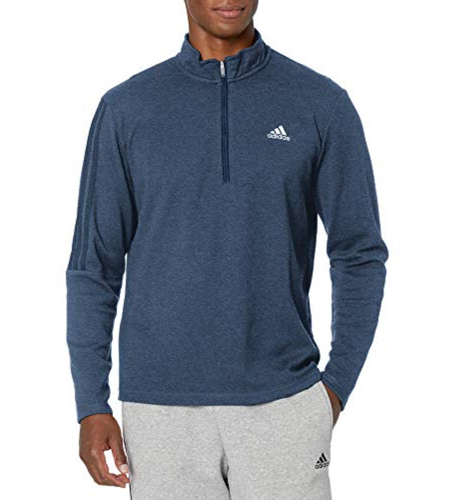 adidas Men's 3-Stripes Recycled Polyester Quarter Zip Pullover Navy XL - Buy Online on GoSupps.com