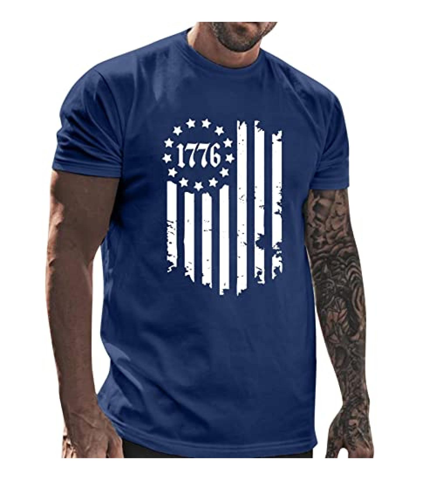 Men's American Flag Striped T-Shirt - Navy XX-Large - Buy Online on GoSupps.com