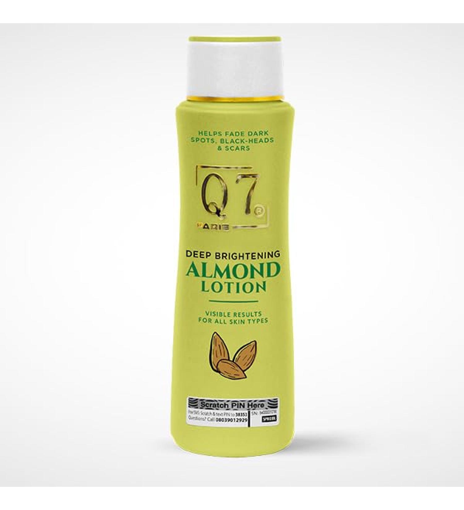 Q7Paris Deep Brightening Almond Lotion | Ultimate Skin Solution for Hydration Brightening helps to restore Acne Scars | Suitable for All Skin Types - 300ml