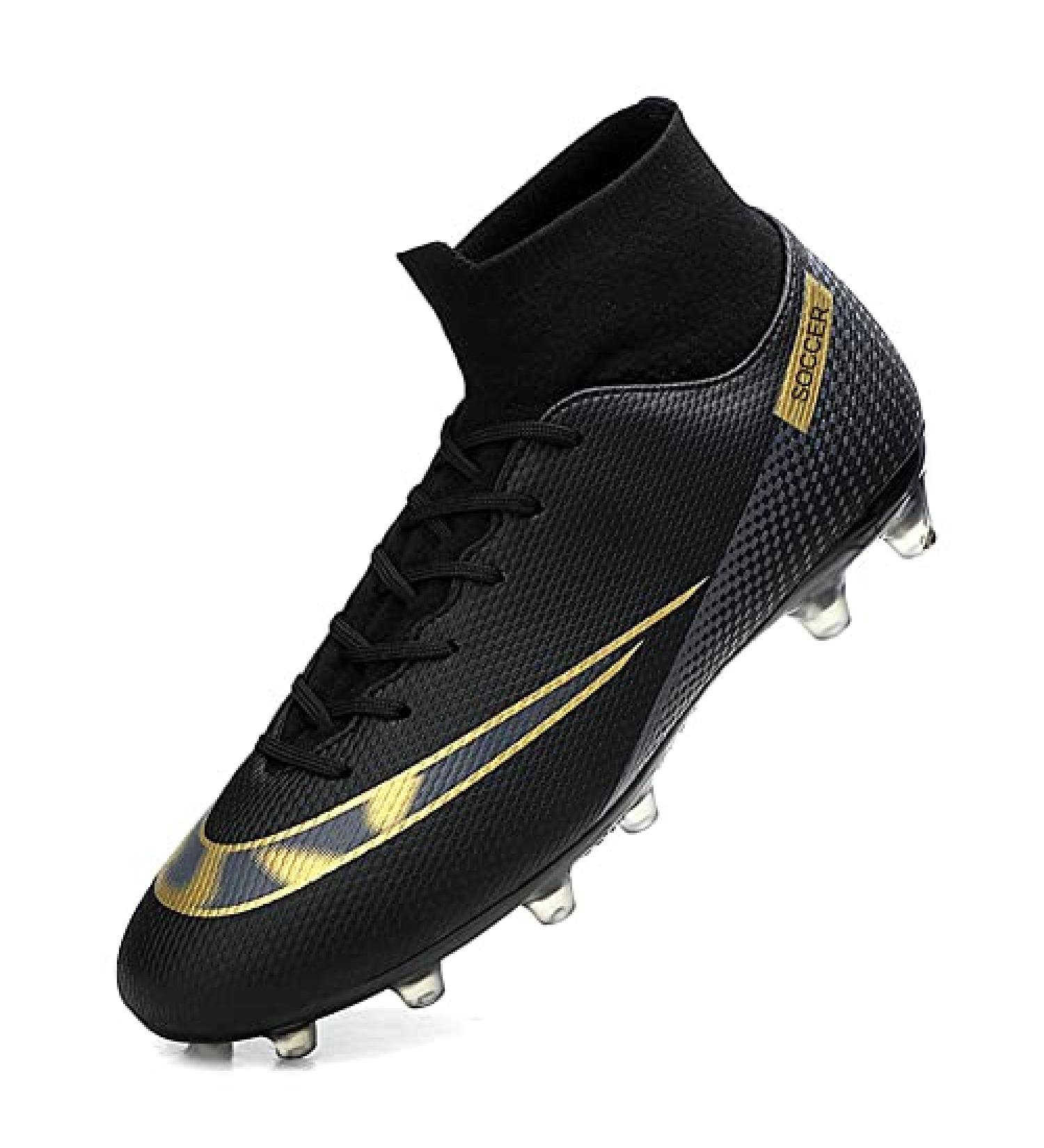 MFSH Unisex Big Boy Soccer Cleats Fg/ag High-top Spikes - Size 7 Women/6 Men - Professional Training Turf Indoor Athletic Sneaker - Black - Buy Online on GoSupps.com