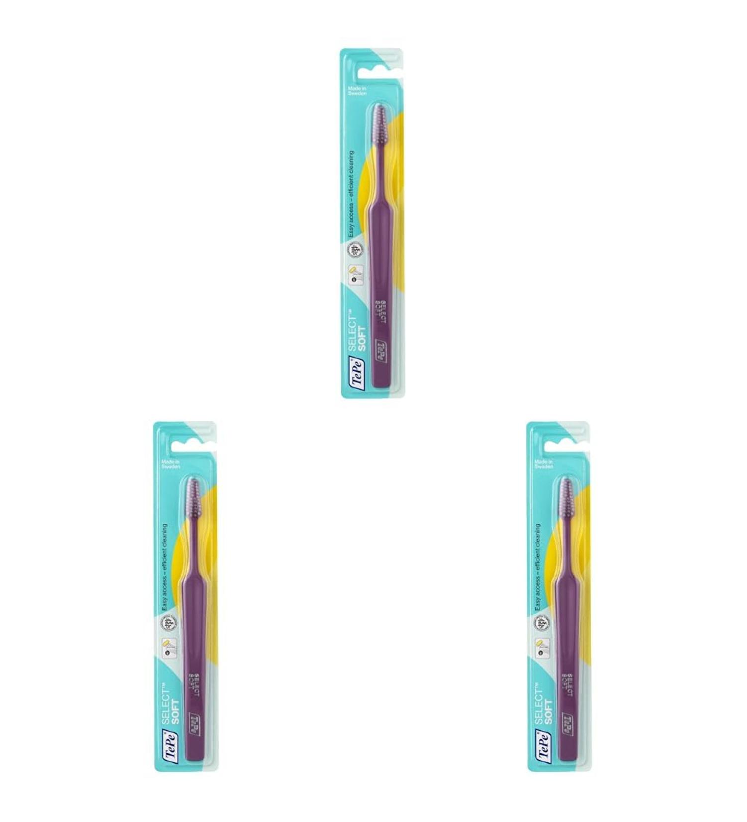 TEPE SELECT Soft Toothbrush - Soft Bristles & Narrowly Tapered Head for Thorough Cleaning (Pack of 3) - International Shipping Available - Buy Online on GoSupps.com