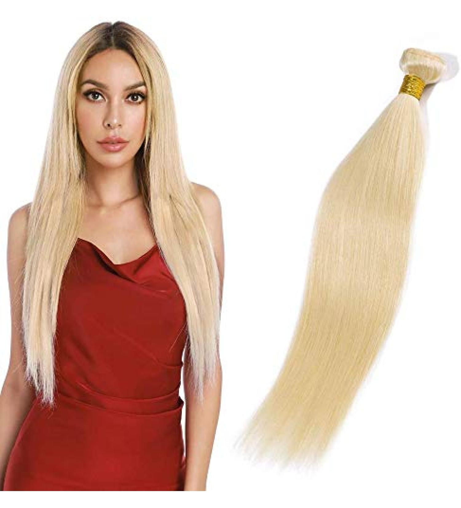 Elailite Virgin Remy Hair Extensions - Brazilian Straight Hair 10-24 #613 Bleached Blonde - 100g Bundle - Buy Online on GoSupps.com