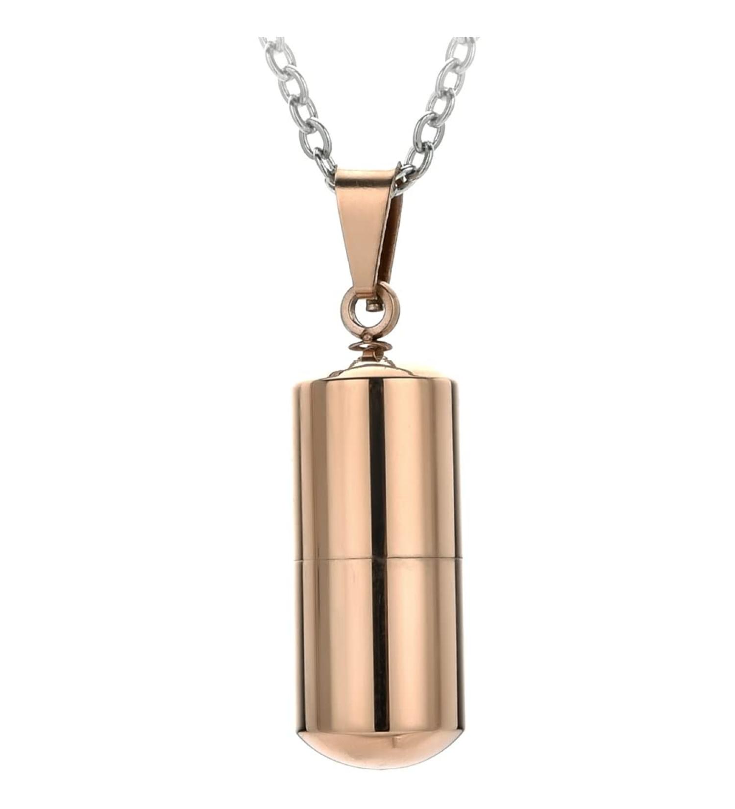 Jude Jewelers Stainless Steel Capsule Medicine Pill Cocktail Party Statment Holiday Pendant Necklace Rose Gold