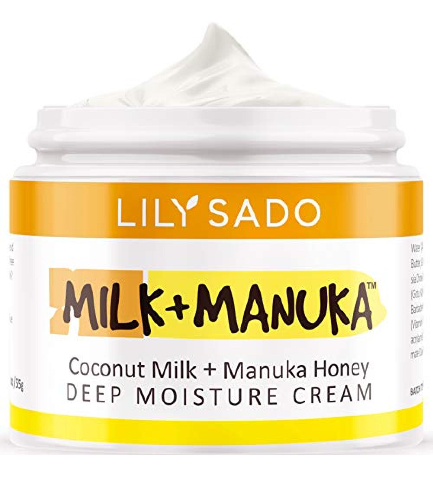 Lily Sado Milk + Manuka Coconut Milk & Manuka Honey Face Moisturizer - Anti-Aging Daily Facial Cream with Cocoa Butter - Organic & Cruelty-Free - Buy Online on GoSupps.com