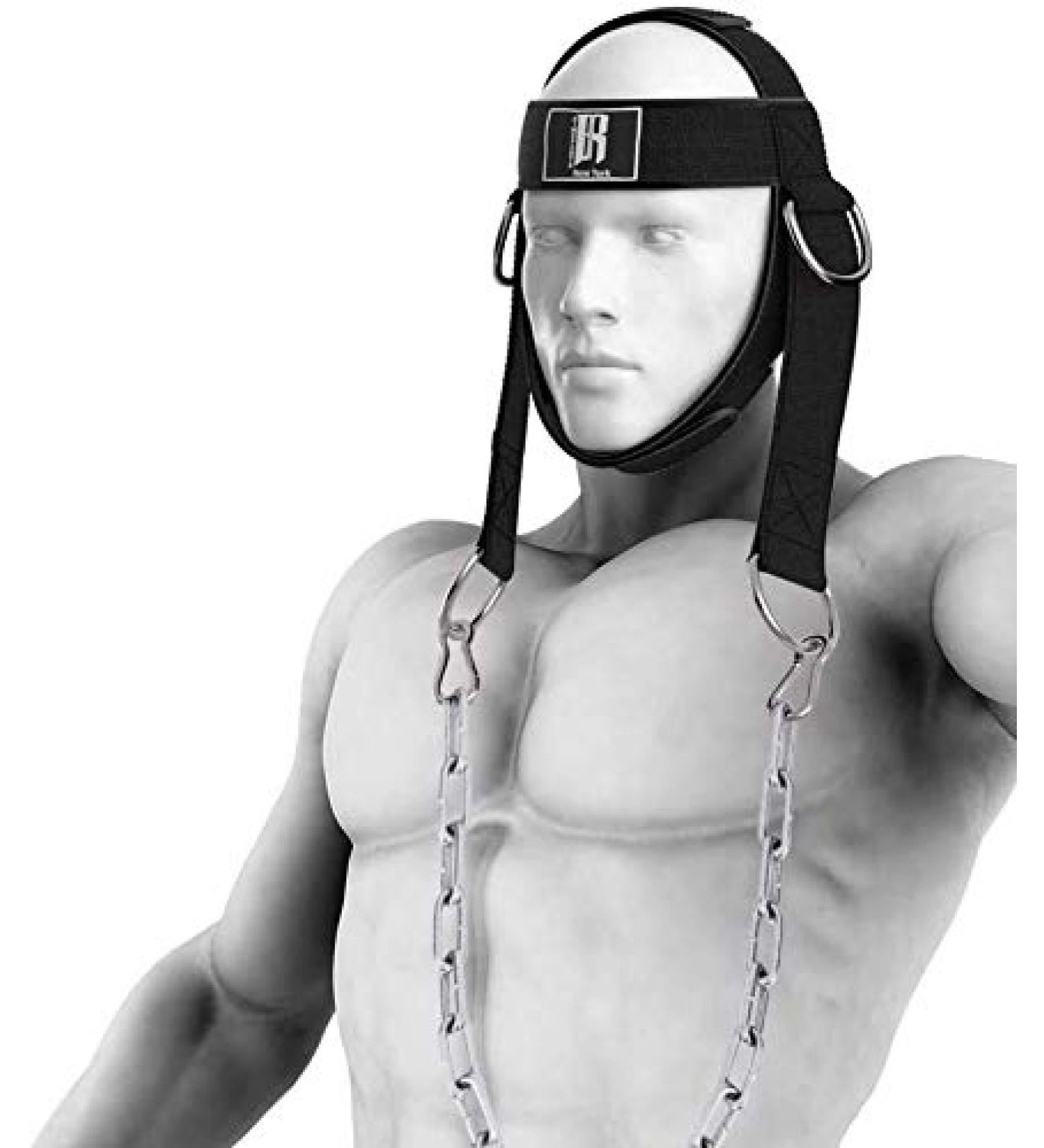 RIMSports Neck Harness for Weight Training - Adjustable Head Harness for Neck Workout and Resistance Training - Heavy Duty Exercise Equipment with Steel Chain - Black - Buy Online on GoSupps.com