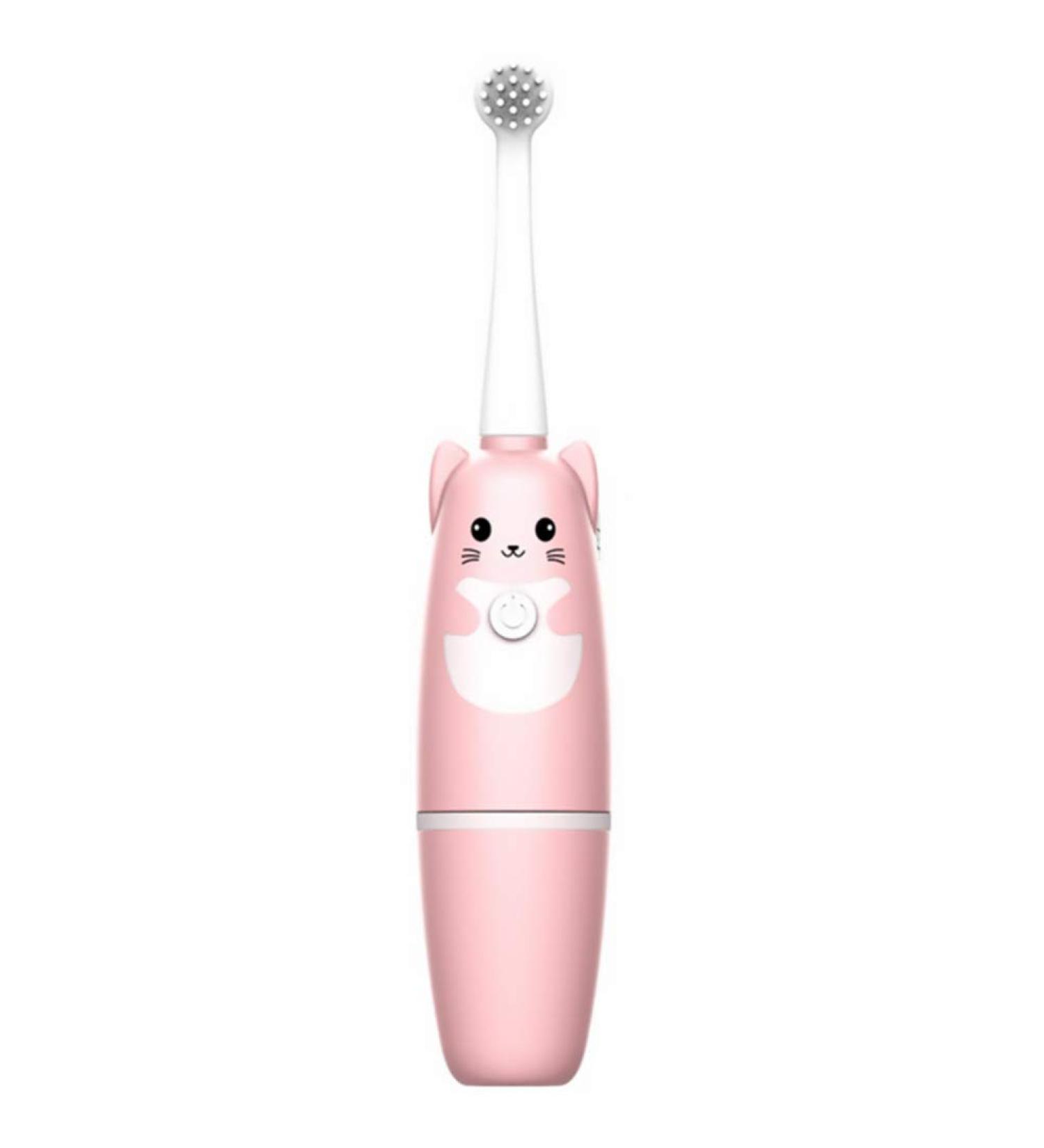 Cute Cat Kids Electric Toothbrush - USB Rechargeable Teeth Cleaning Brush in Pink - Buy Online on GoSupps.com
