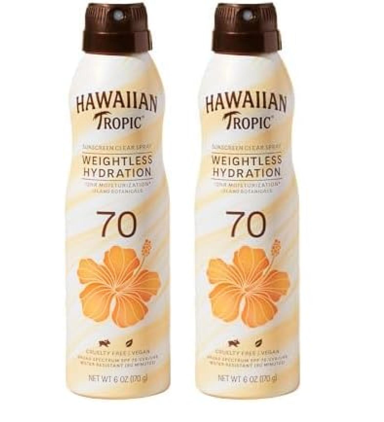 Hawaiian Tropic Weightless Hydration SPF 70 Spray Sunscreen - Oxybenzone Free 6oz | Best Body Sunblock for All Skin Types - Buy Online on GoSupps.com