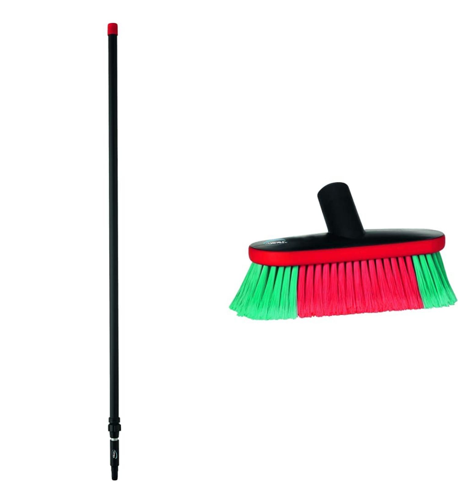 Vikan 297552 Aluminium Telescopic Handle Black 32 mm Diameter 1575 mm Length 278 x 3.2 x 3.2 cm & 526952 Water Fed Vehicle Brush Soft/Split Black 230 mm Length 100 mm Width 120 mm Height + Water Fed Vehicle Brush Soft/Split Black - Buy Online on GoSupps.com