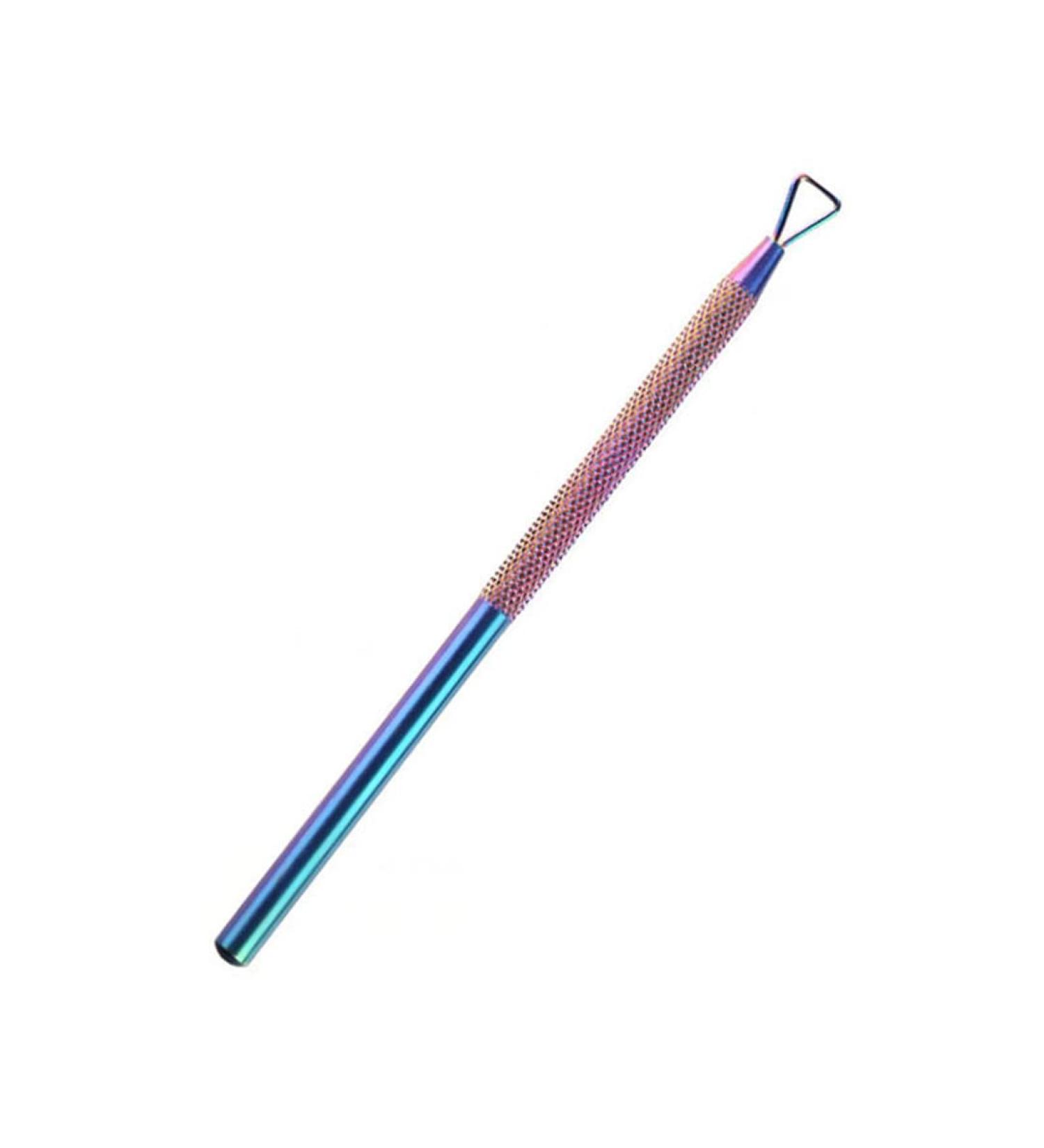 Rainbow Stainless Steel Nail Cuticle Pusher Tweezer Nail Art Files Gel Polish Manicure Care Groove Tool 02