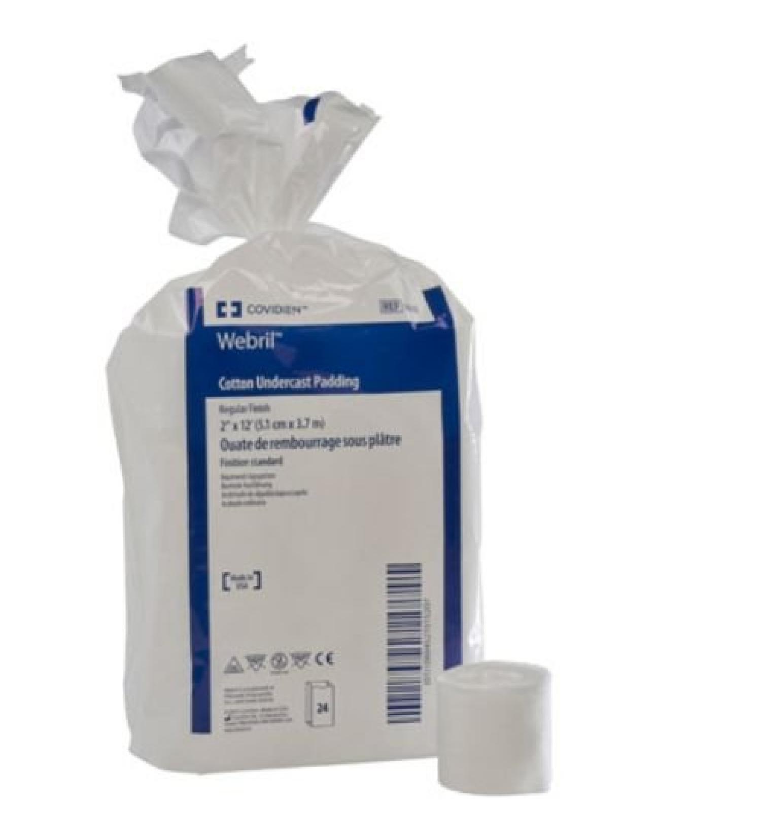 Covidien 1418 Webril Cotton Undercast Padding Regular Finish 2 x 12' Size (Pack of 24)