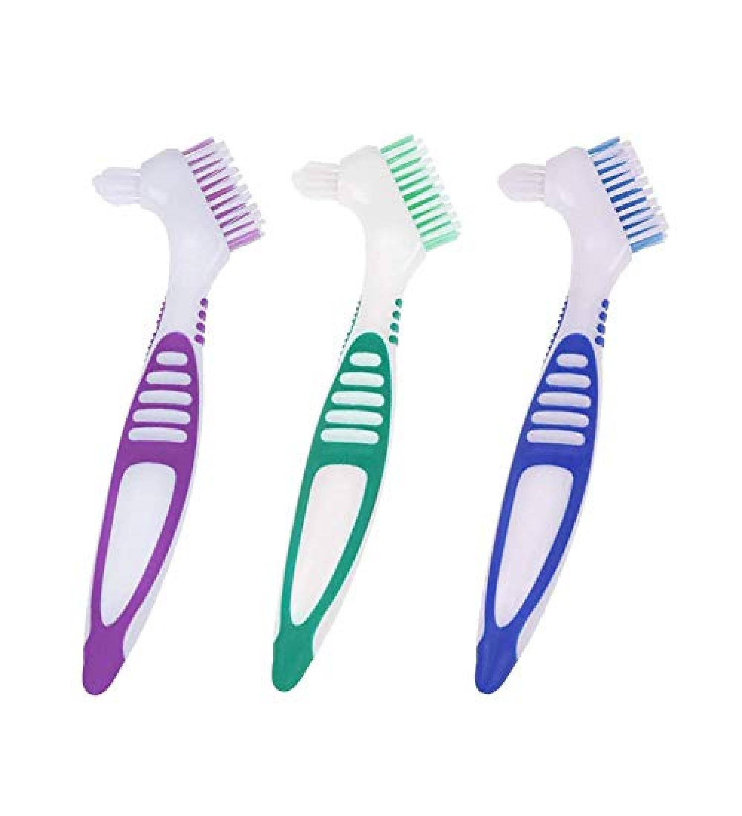 XLKJ 3-Piece Prosthesis Brush Set - Ergonomic Double-Bristled Toothbrush for Cleaning False Teeth - Buy Online on GoSupps.com