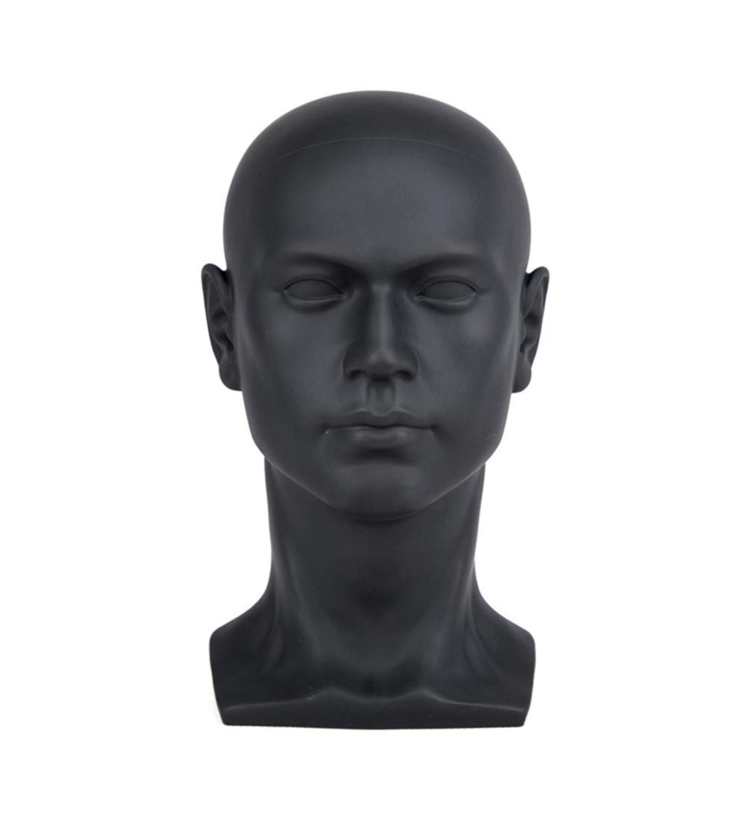 Frisierkopf Styrofoam Wig Head - Real Hair Styling & Hairdressing Exercise Head in Matte Black - Buy Online on GoSupps.com