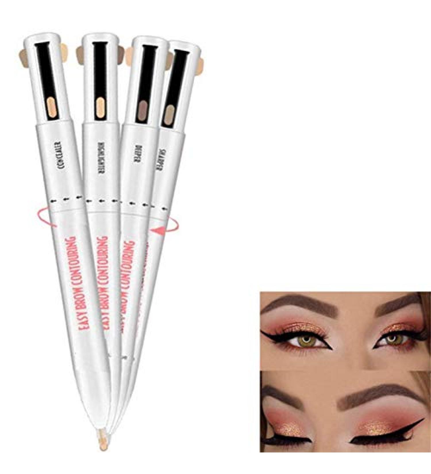 4 in 1 Waterproof Eyebrow Contour Pen - Versatile & Durable Makeup Tool for Perfect Eyebrows - Buy Online on GoSupps.com
