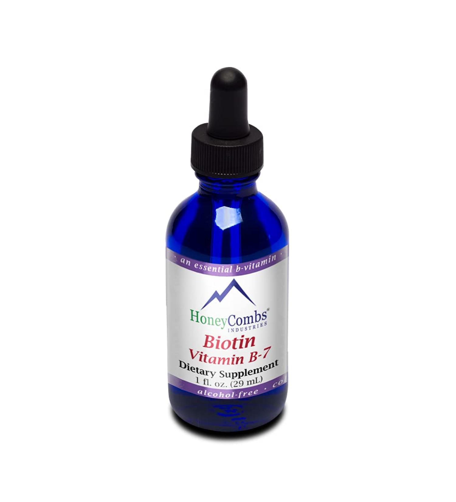 HoneyCombs Vitamin B7 (Biotin) Drops - Liquid Biotin Hair Skin Nails Supplement - Alcohol-Free Non-GMO Vitamin Liquid - 1 Fl Oz - Buy Online on GoSupps.com