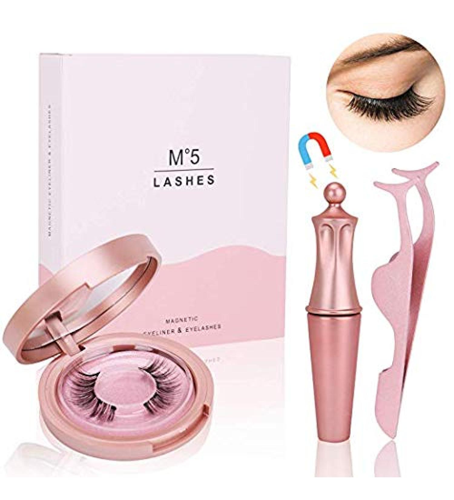 Magnetic Eyelashes with Eyeliner Kit - No Glue Natural Look - Diamond-5 Applicator Included - International Shipping Available - Buy Online on GoSupps.com