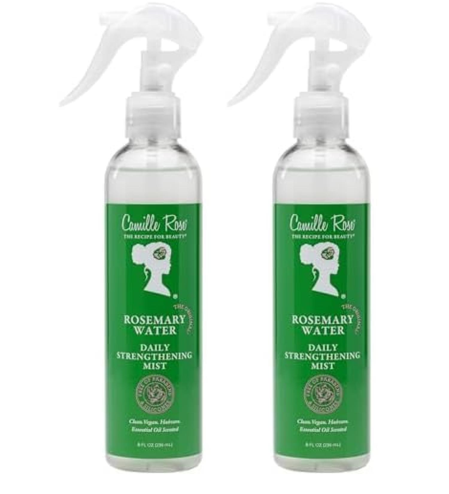 Camille Rose Rosemary Water Daily Strengthening Mist with Peppermint and Rosemary Essential Oils to Strengthen Strands and Promote Hair Growth for all Hair Types 8 fl oz (Pack of 2) 8 Ounce (Pack of 2)