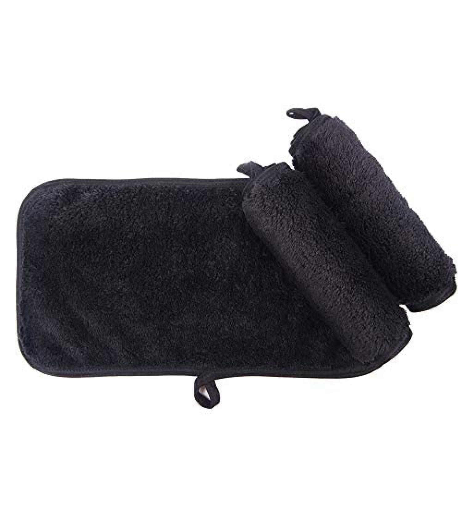 Kinhwa Washcloth Frote - 3 Luxurious Black Microfiber Makeup Remover Towels | Soft Absorbent & Reusable | Lint-Free Facial Cleaning (15cm x 30cm) - Buy Online on GoSupps.com