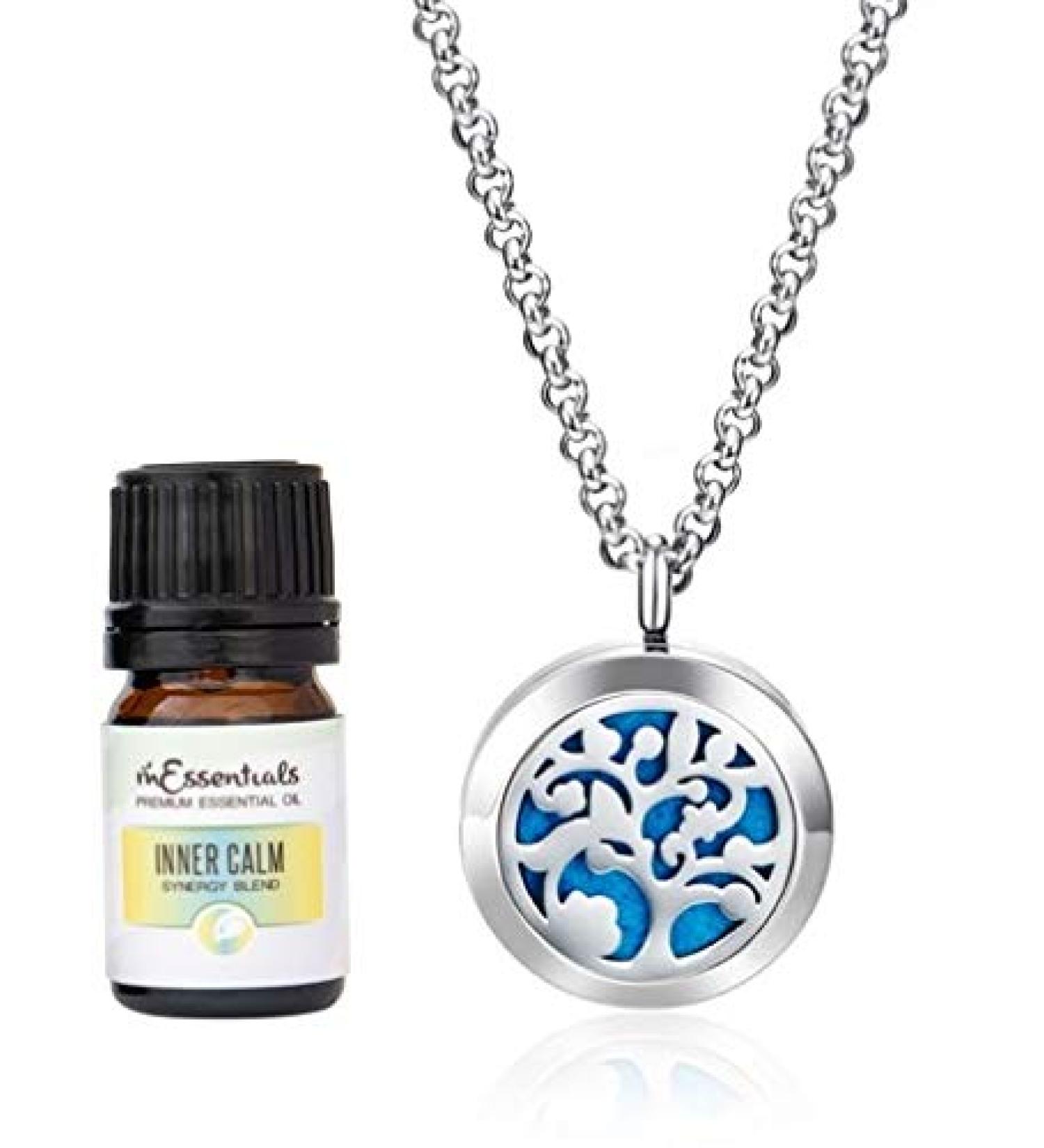 Wild Essentials Arbol Tree of Life Essential Oil Diffuser Necklace Gift Set | Aromatherapy Pendant Stainless Steel Chain Refill Pads & Inner Calm Oil - International Shipping - Buy Online on GoSupps.com