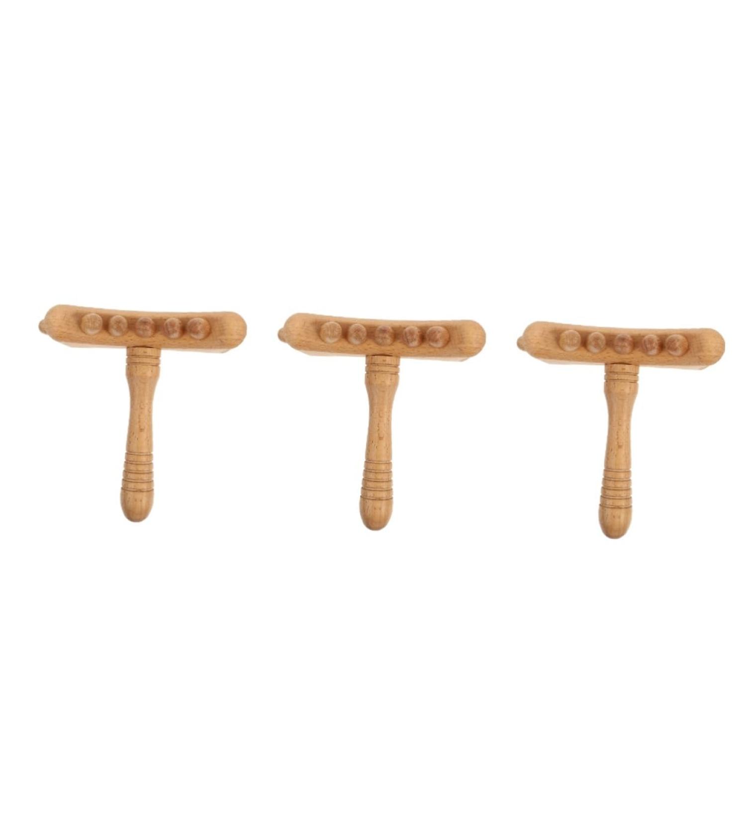 Healeeved 3ST Wooden Scratch Stick Back Massager - Gua Sha Body Tools - Thai Massage Roller - Universal Light Brown - 18x17.5cm - 3 Pack - Buy Online on GoSupps.com