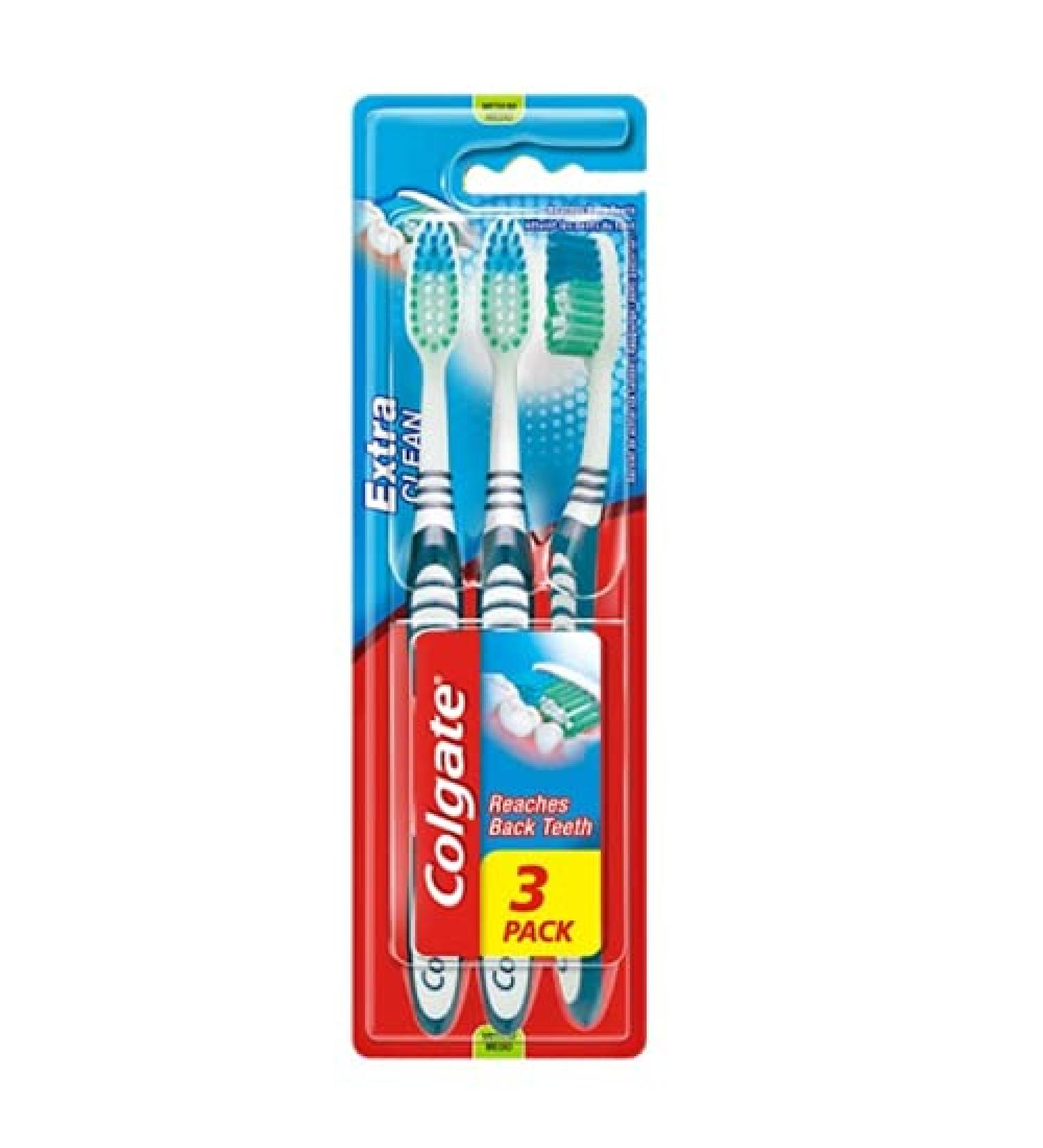 Colgate Extra Clean Toothbrushes (3-Pack) Medium - Buy Online | Fast International Shipping - Buy Online on GoSupps.com