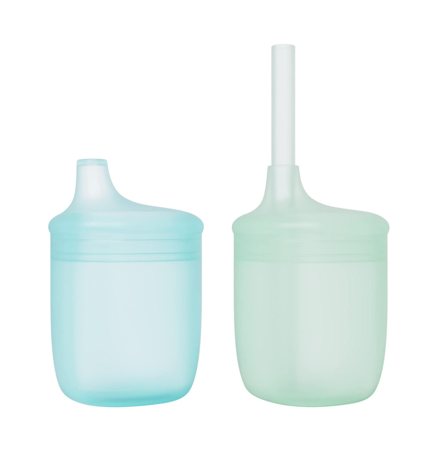 Mengdababy Silicone Straw Sippy Cup for Babies 6 Months+ | Toddler Transition Cup | Spill-Proof, See-Thru, BPA-Free | Blue Green - Buy Online on GoSupps.com