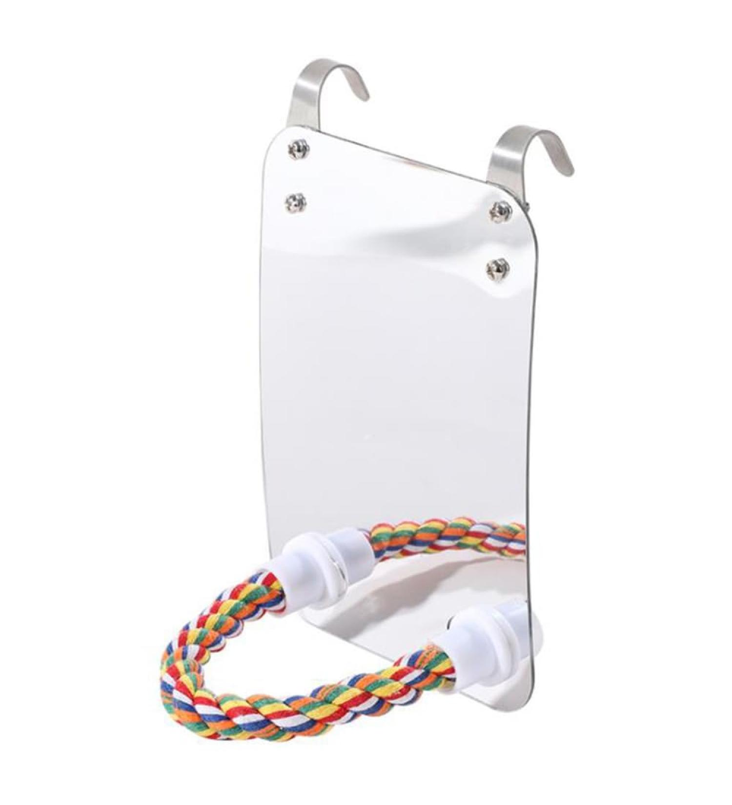 Bird Mirror Universal Birdcage Hanging Toy Bird Toy Swing with Bird Stand Rope Perch for Parrot Parakeet Cockatiels Cockatoo Budgie Finch (6.97 Inch) - Buy Online on GoSupps.com