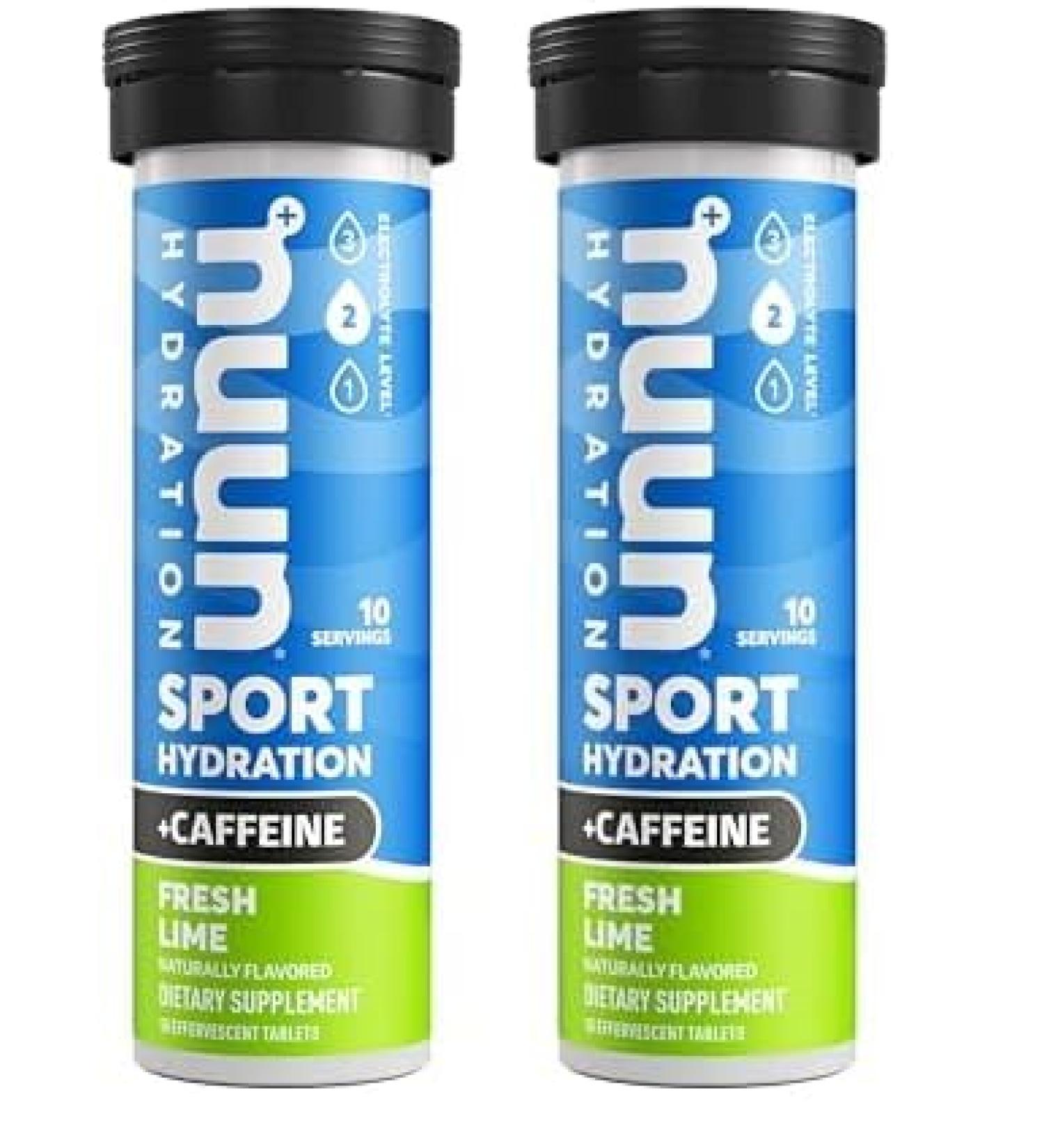Nuun Sport + Caffeine Electrolyte Tablets - Fresh Lime 1 Tube (10 Servings) - Pack of 2 | International Shipping Available - Buy Online on GoSupps.com